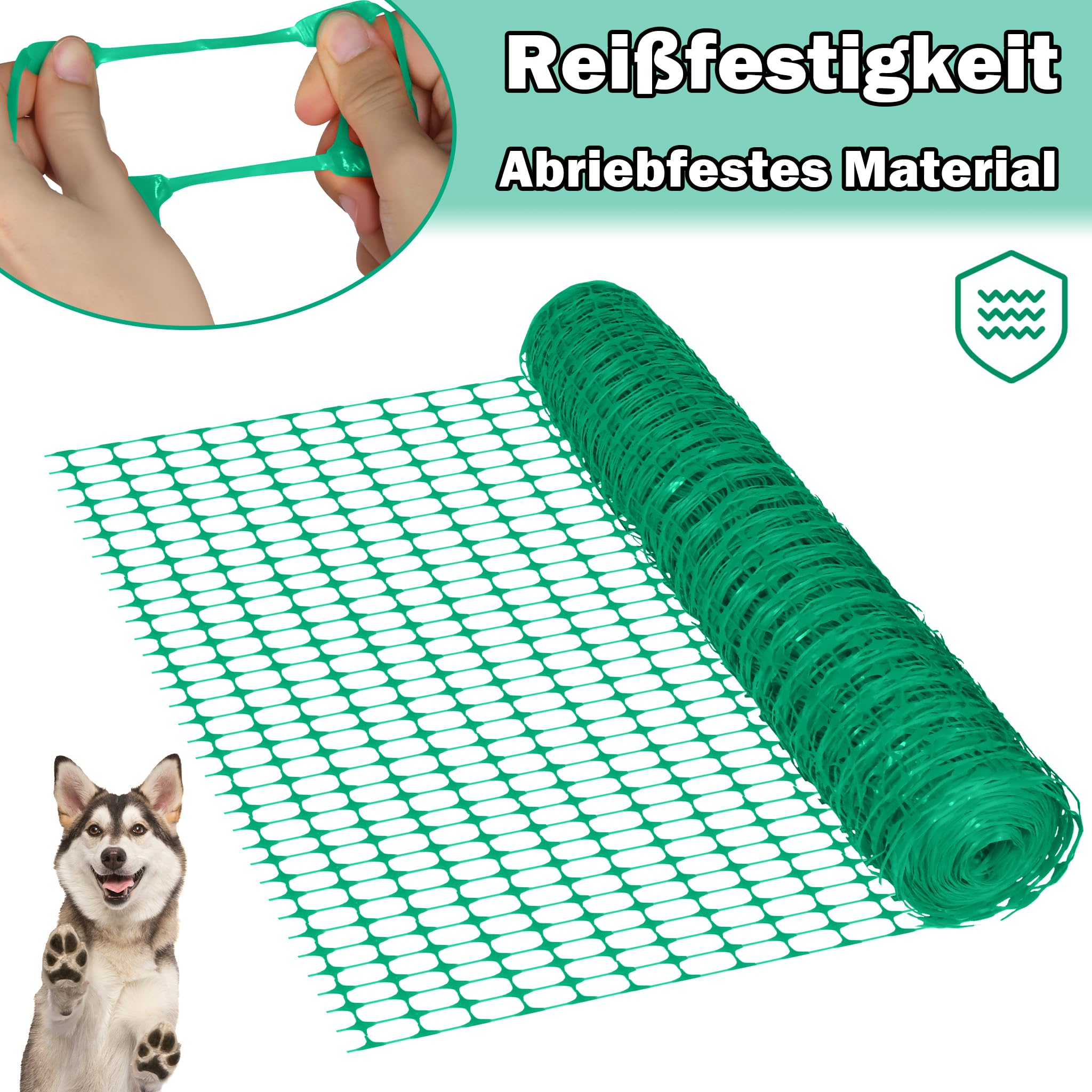 UISEBRT Valla de plástico de protección para construcción, red de advertencia, valla de limitación, valla de jardín, flexible, verde, 1 x 50 m