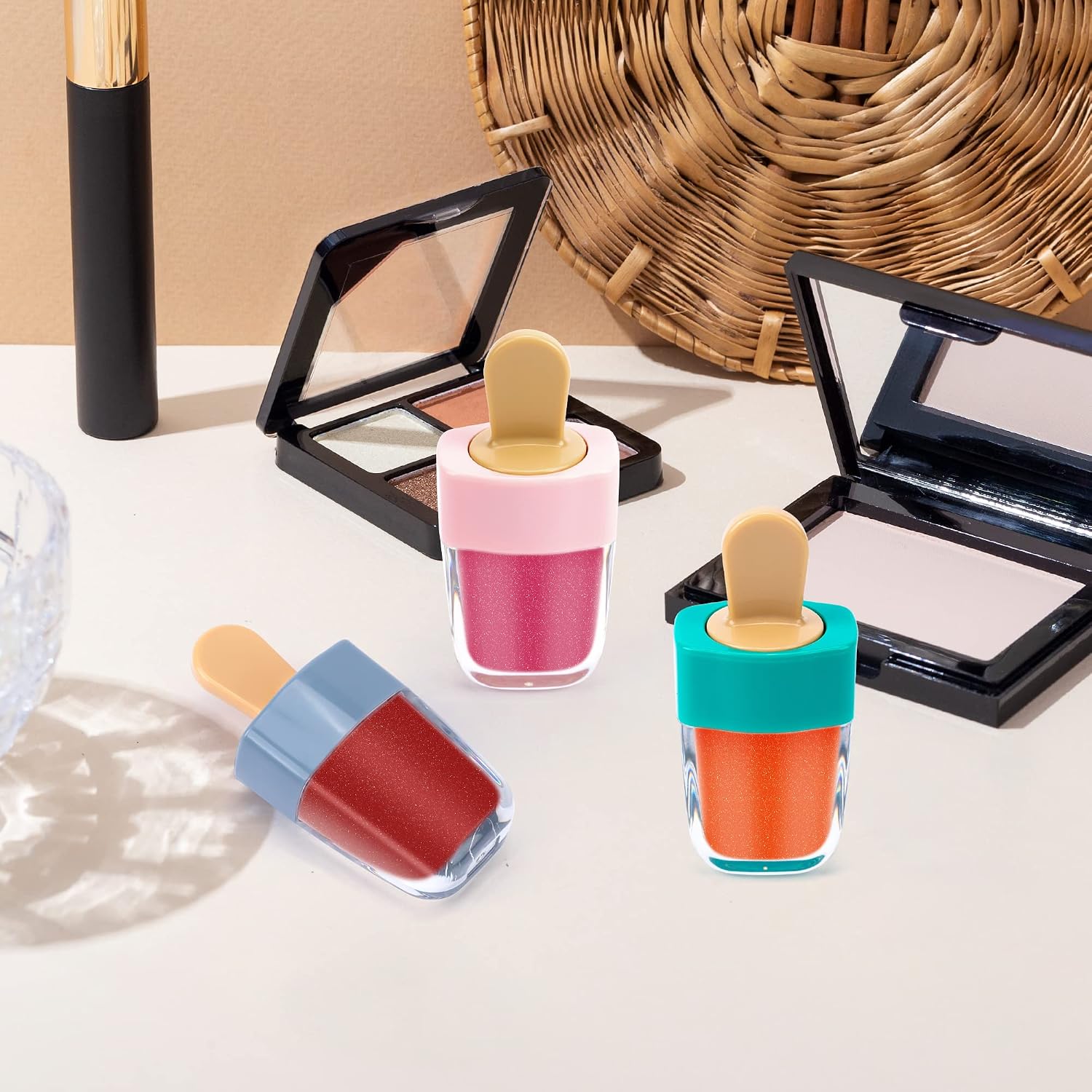 WSERE 20 Pcs Cute Lip Gloss Tubes Empty Lipgloss Container, Portable 4g Lip Glaze Tubes Reusable Refillable Lip Gloss Container Bottles, Creative Lovely Ice Cream Shape DIY Cosmetic Samples Bottle
