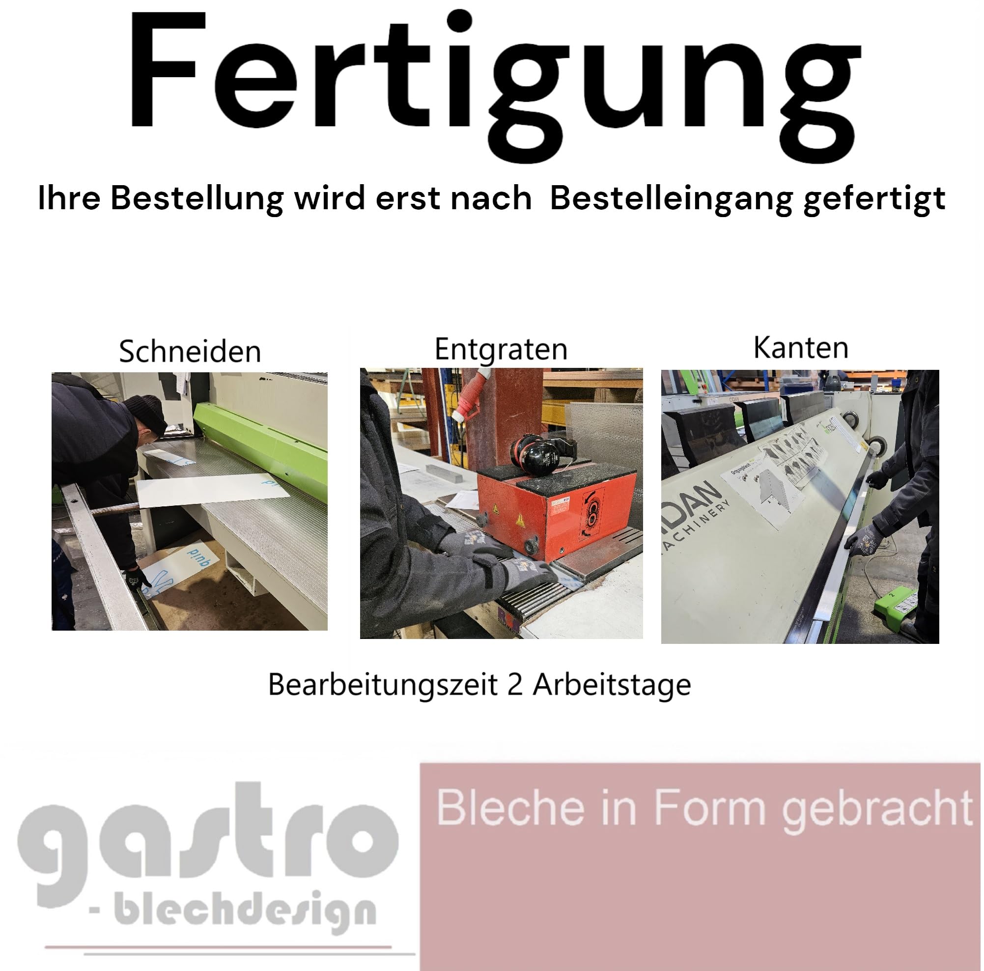 Edelstahl Arbeitsplatte mit Aufkantung| Edelstahl Arbeitstisch k240 geschliffen 1mm stark| Küchenarbeitsplatte | Abdeckung für 60 cm breite Trägerplatte 3 cm stark | Länge: 210 cm (2100mm) lang