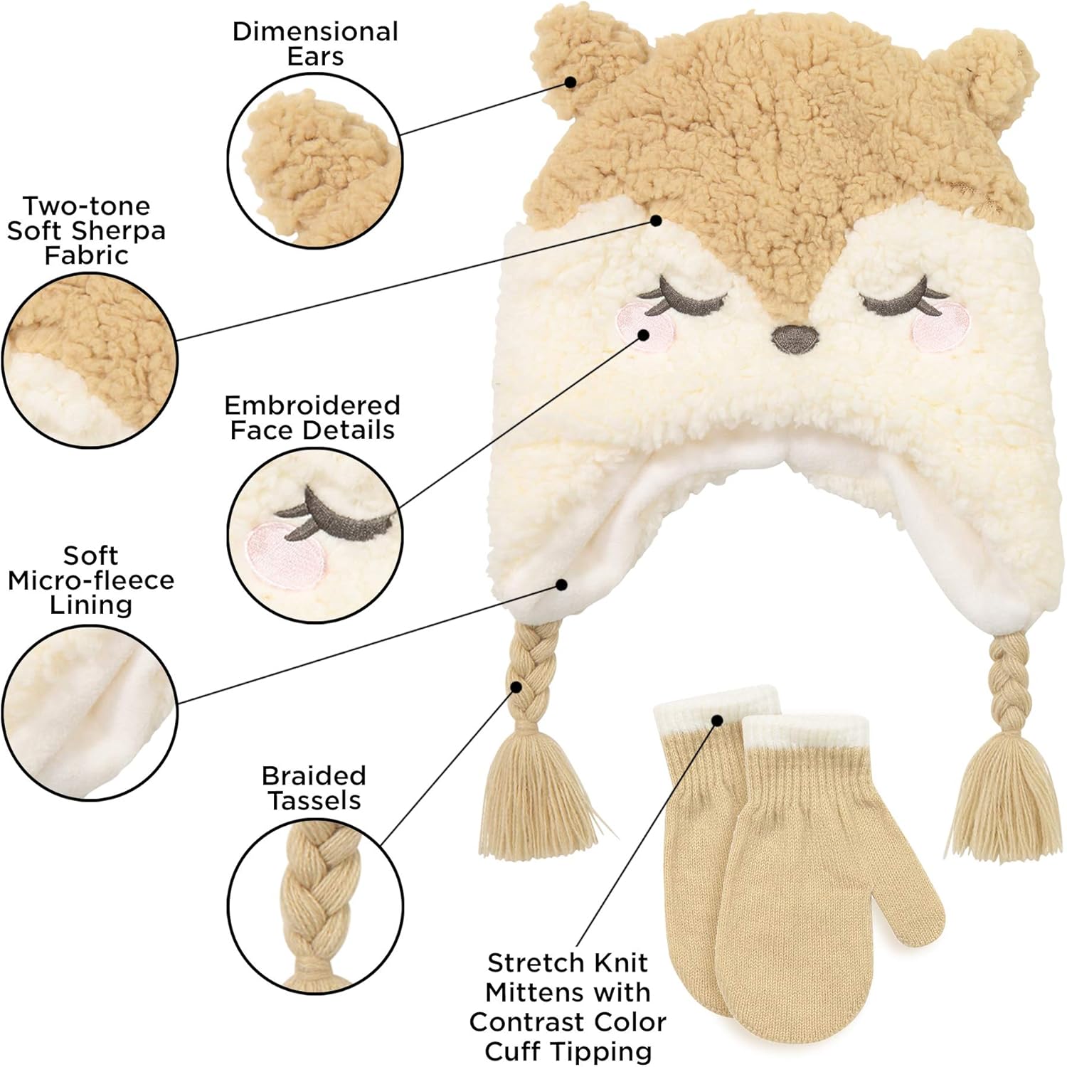 Toddler Winter Hat and Gloves Set for Ages 4-7 or Boys & Girls Winter Hat & Toddler Mittens Ages 2-4 - Image 4