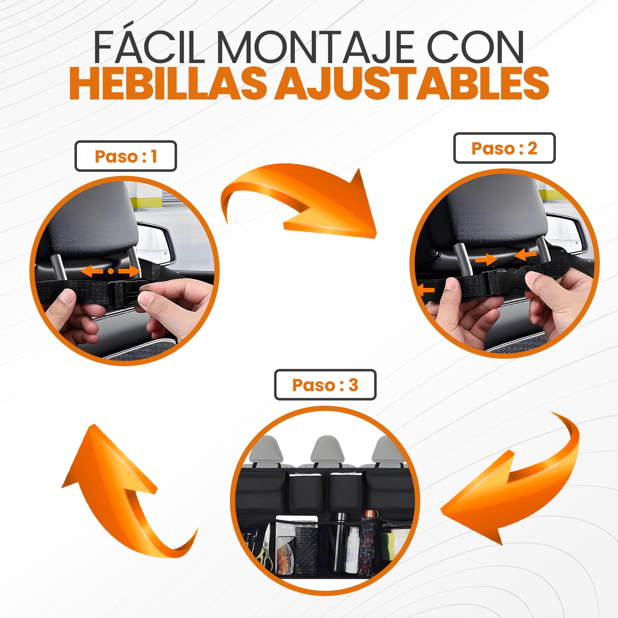 Astur Organizador Maletero Coche Plegable e Impermeable – Gran Capacidad con 8 Bolsillos – Organizador Coche Maletero Antideslizante y Ajustable (Organizador Maletero Negro)