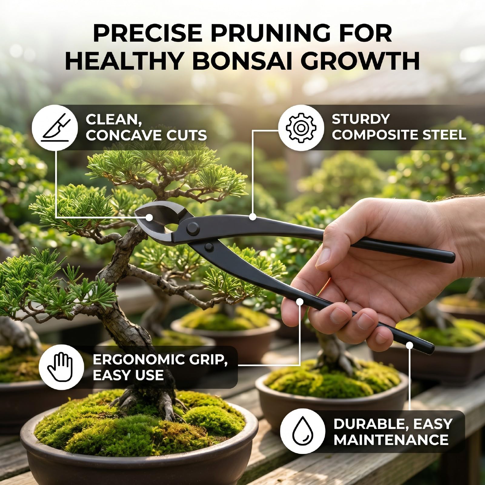 Konkaver Bonsai-Schneider aus Verbundstahl, 280 Mm, Ergonomisches Gartenschneidewerkzeug