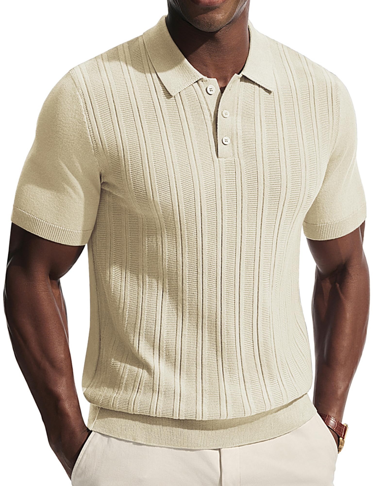Polo Shirts for Men UK Short Sleeve with Buttons Knitted Polo Casual Tshirt