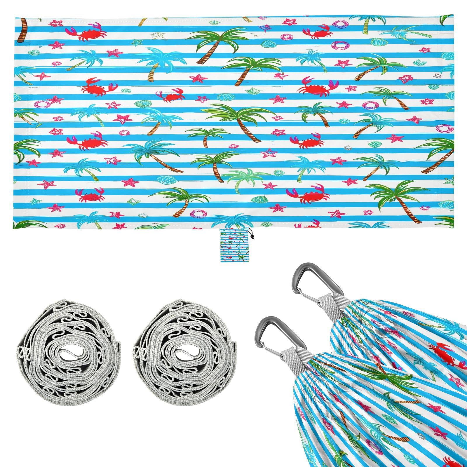 ATTX Tropical Palm Trees Camping Hammock - Lightweight & Portable Hammocks, Heavy Duty 330lbs Capacity for Indoor, Hiking, Backpacking, Travel, Backyard, Beach#214