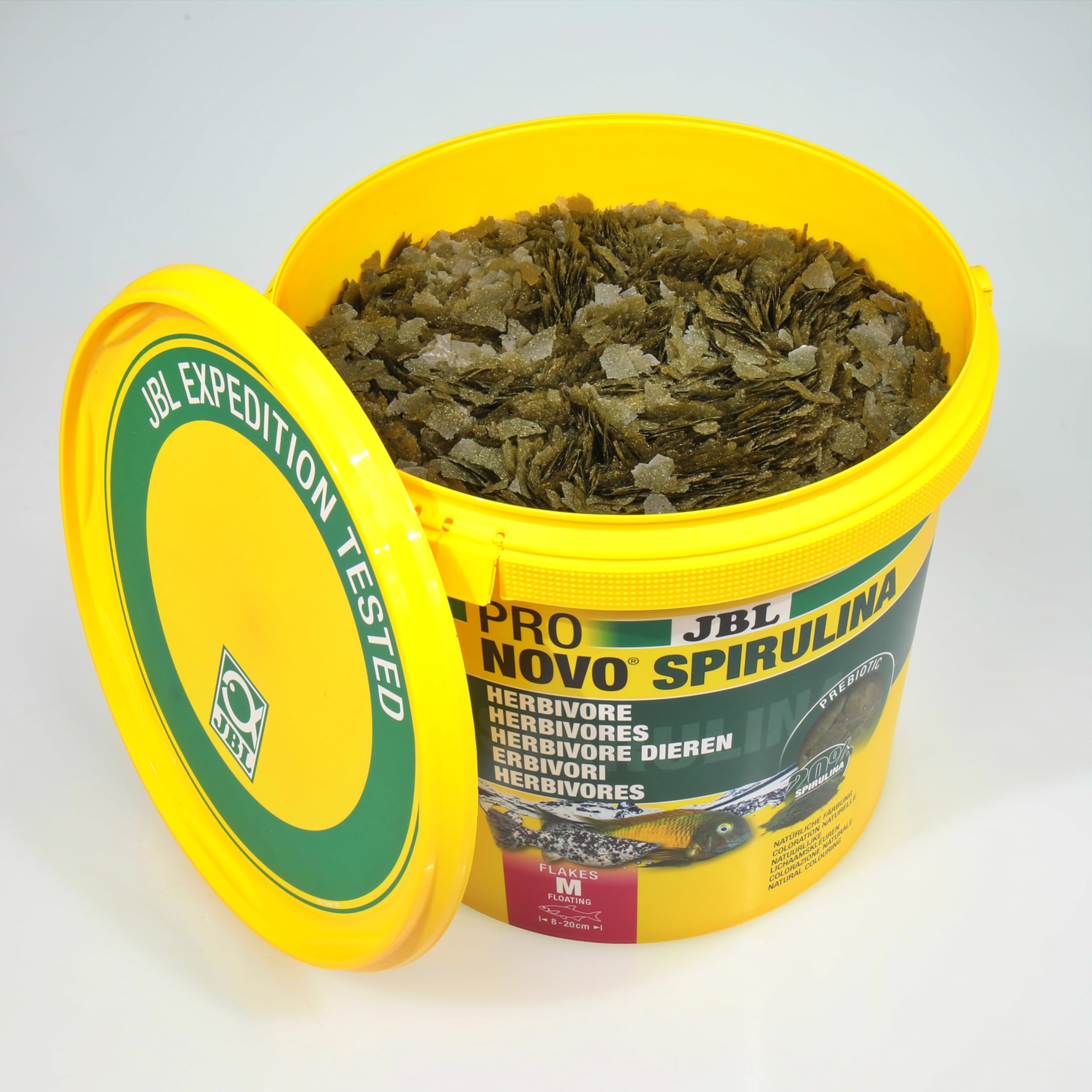 JBL PRONOVO SPIRULINA FLAKES, zielona karma dla wszystkich ryb akwariowych 8-20 cm, płatki pokarmu dla ryb, rozmiar M, 5500 ml