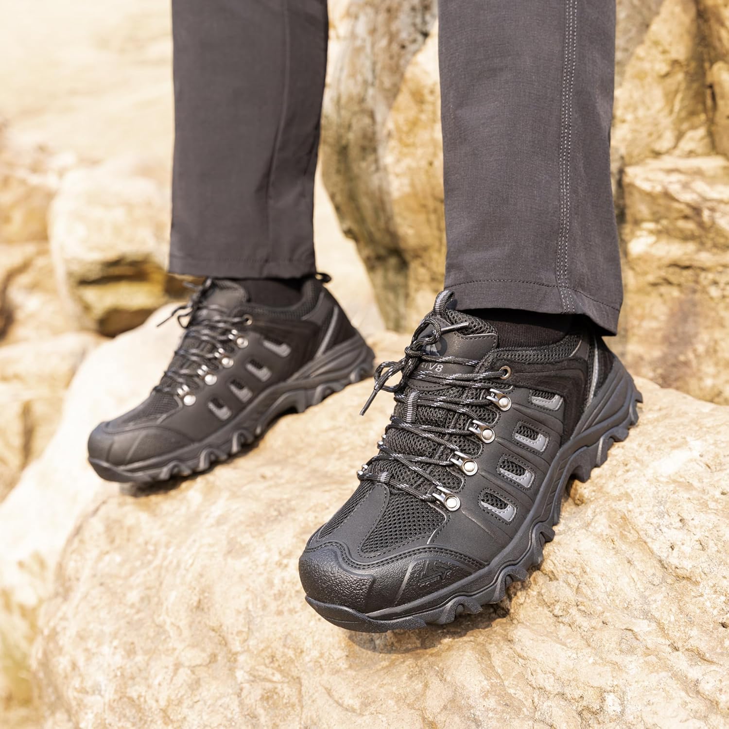 NORTIV 8 Men's Waterproof Hiking Shoes Leather Low-Top Hiking Shoes for Outdoor Trailing Trekking Camping Walking