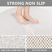 Vista 4 de Alfombrilla de ducha antideslizante: alfombrillas de ducha redondas grandes de 24 pulgadas de diámetro con orificio de drenaje en el medio - Esponja