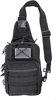 LINE2design First Aid Sling Backpack - EMS Equipment Emergency Medical Supplies Tactical Range Shoulder Molle Bag - Heavy Duty Sports Outdoor Rescue Pack - Perfect for Camping Hiking Trekking - Black - LINE2design