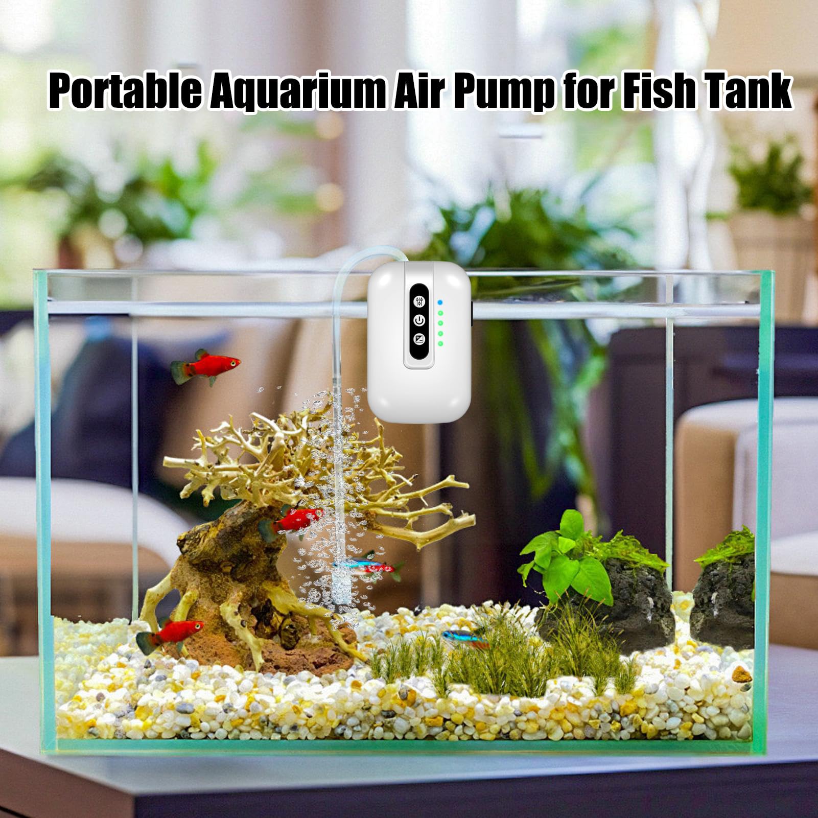 Bomba De Aire para Acuario Bomba de Aire Silenciosa | Cargador USB Para Oxígeno En Estanques Exteriores Acuarios De Agua Salada Betta Y Camarones