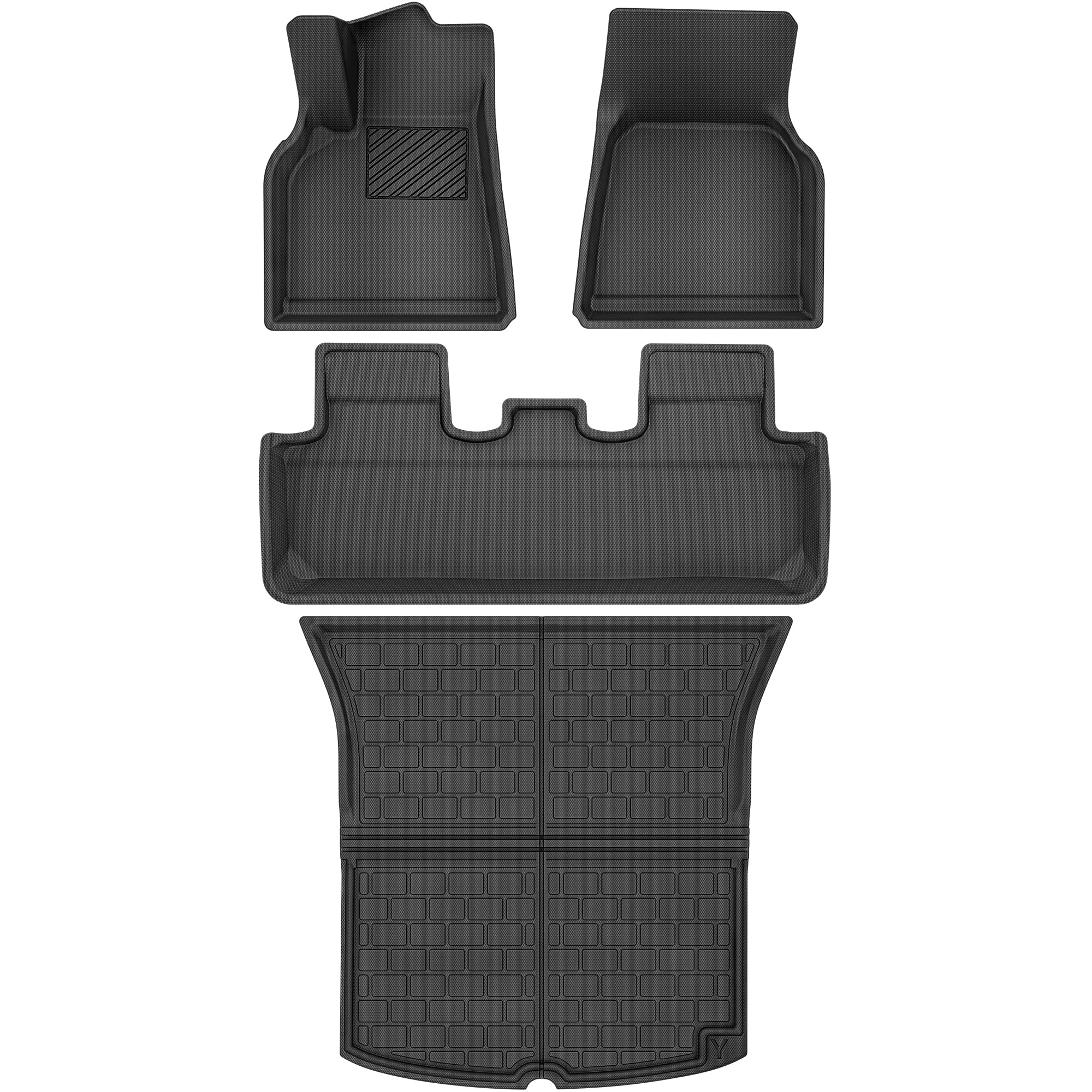 Photo 1 of AUTOSAVER88 Floor Mats Set for Tesla Model Y 5-Seat 2020-2023, Custom Fit TPE All Weather Front Rear Cargo Liner, Anti-Slip Waterproof Floor Liners Car Interior Accessories, Black 5 Seat 4 Pcs Set