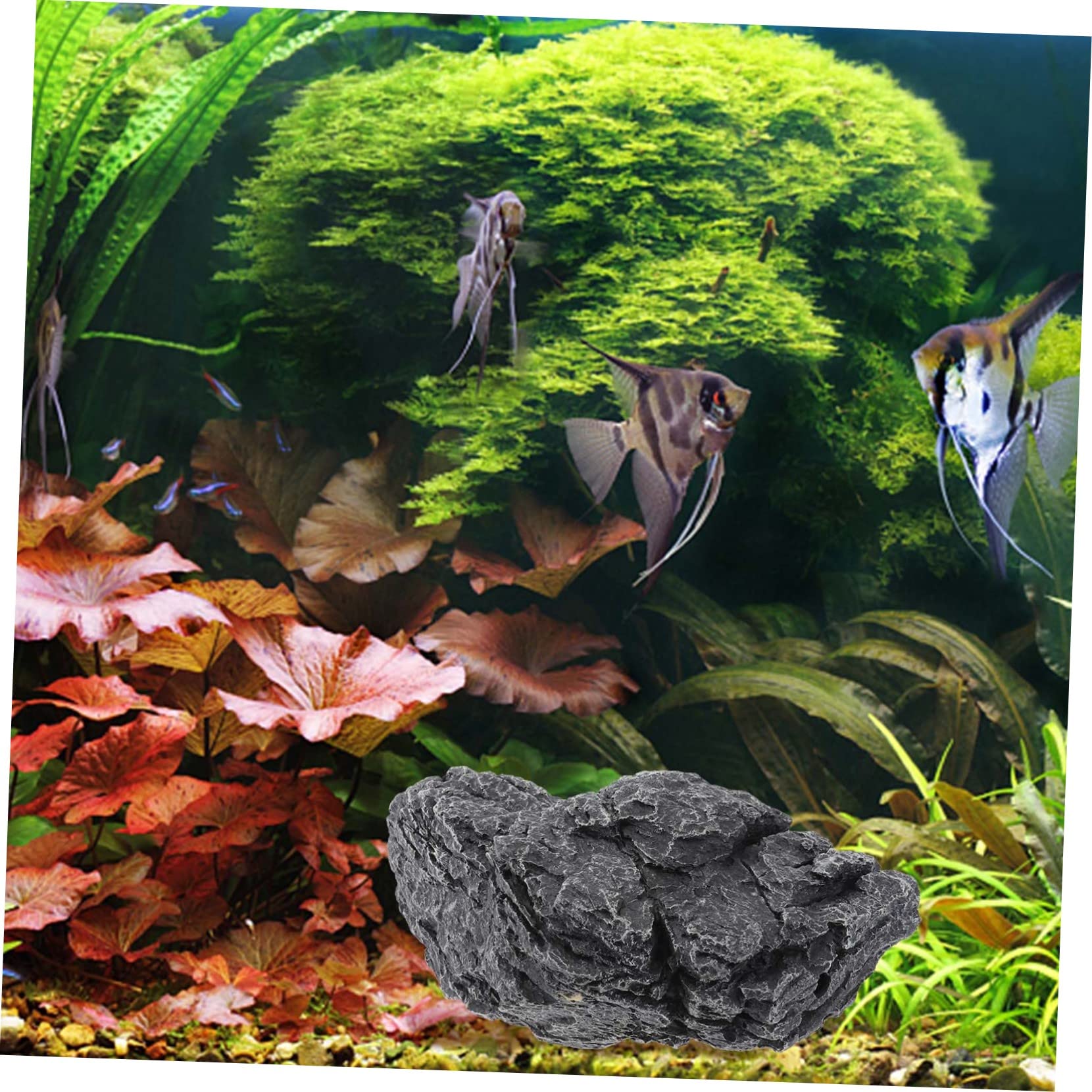 ERINGOGO Decorazioni per Acquario in Resina Nero Aspetto Naturale e Sensazione Realistica, Ornamenti per Terrari e Acquari, per Decorare Tuo Fish Tank Stile Casuale