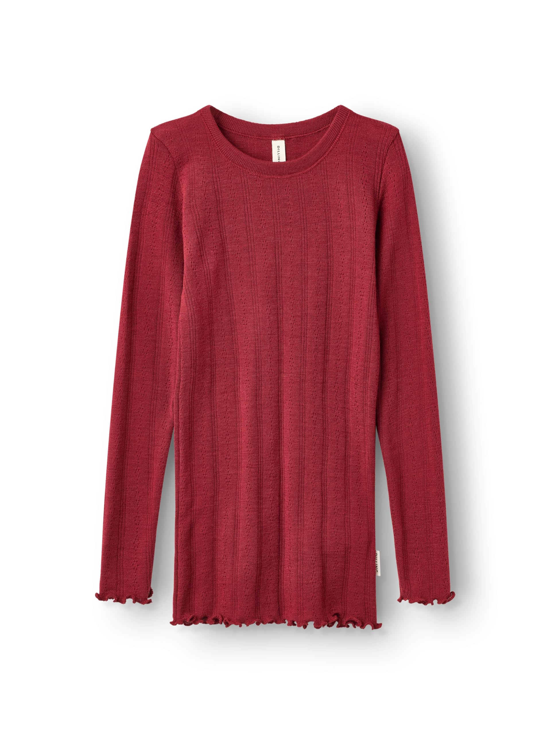 Dilling Kinder Langarmshirt Bio-Merinowolle Pointelle Baselayer Unterwäsche strukturierte Optik atmungsaktiv