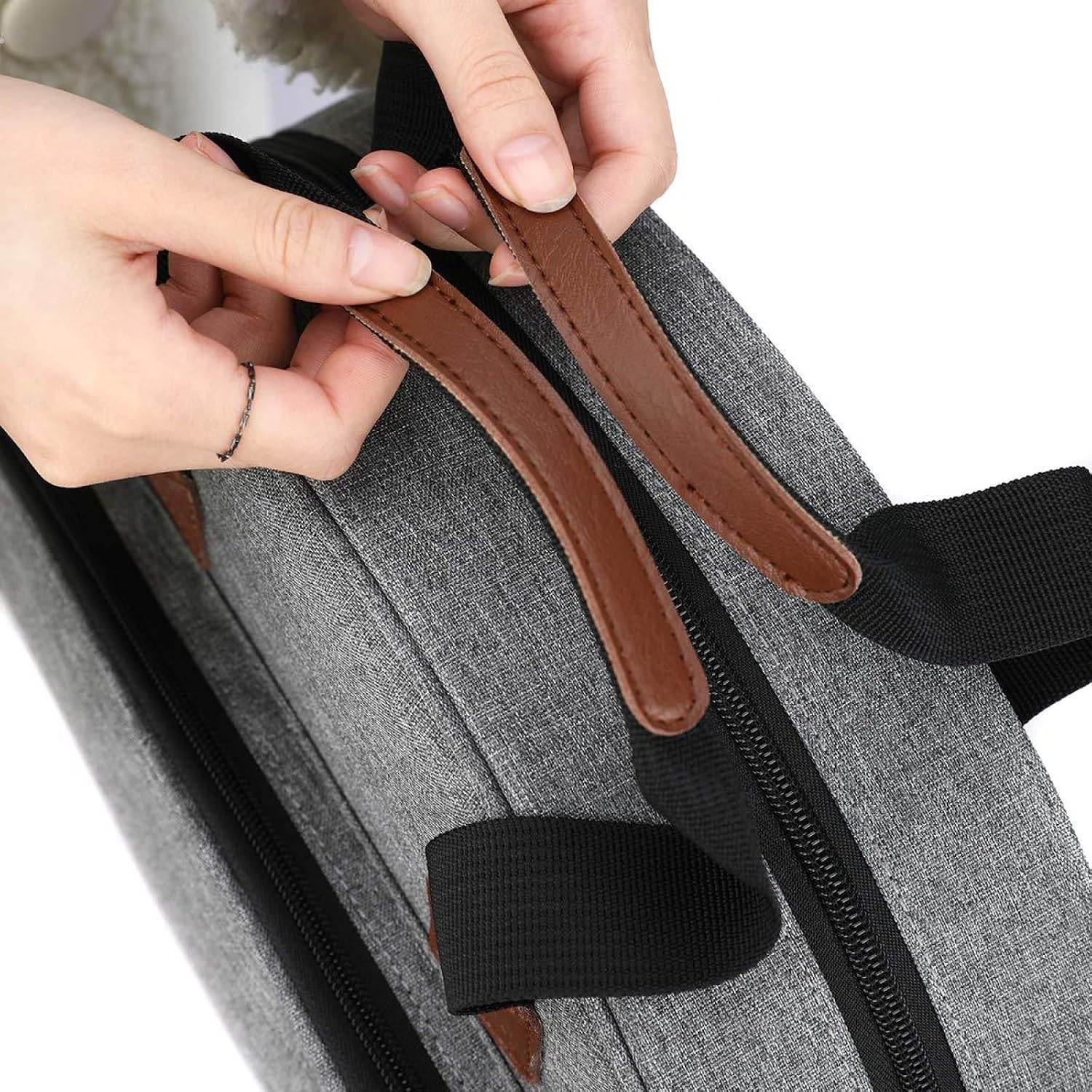 Knitting Bag Yarn Storage Tote, Large Crochet Organizer Bag, Yarn Storage Holder for Crocheting Knitter, Knitting Project Bag, Yarn Storage Bag (Gray)