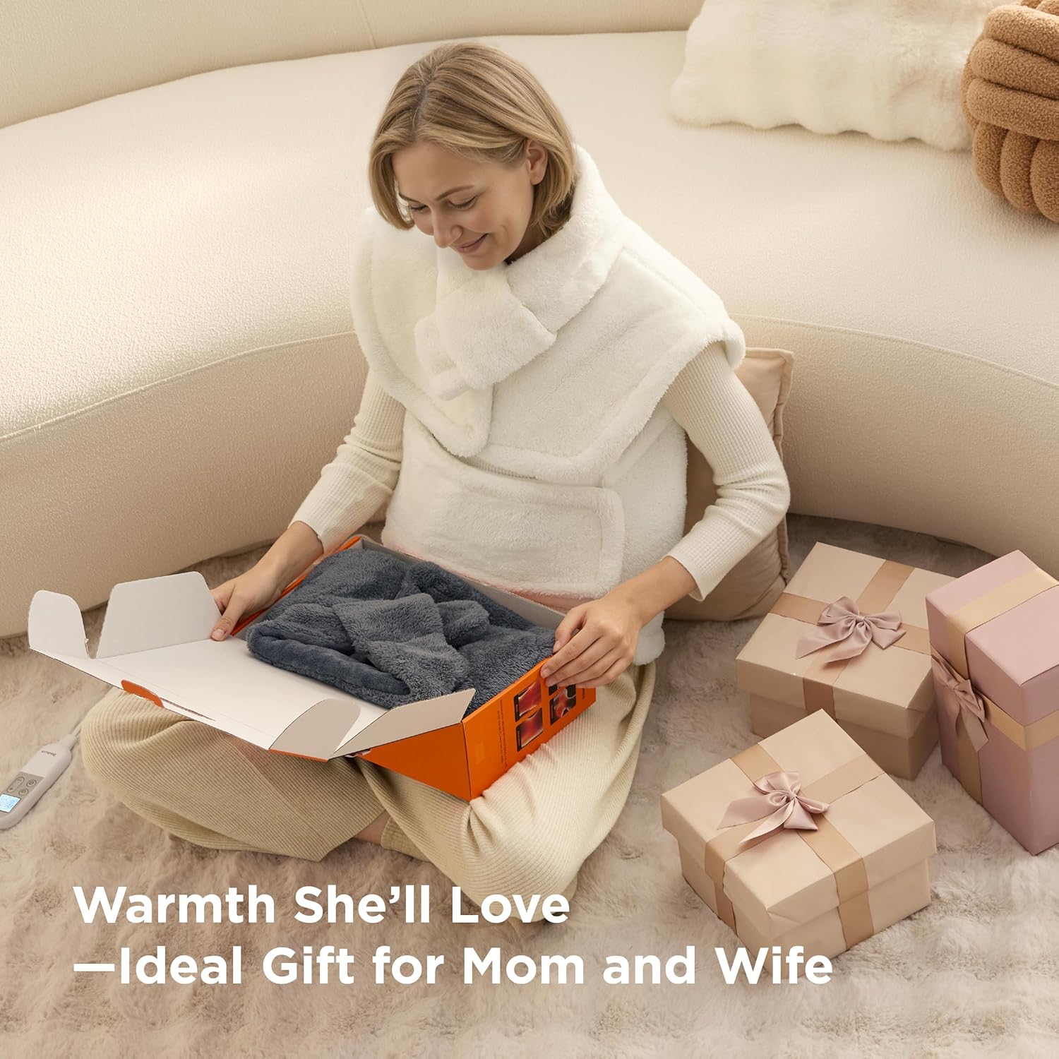 Bedsure Heating Pad for Back with Abdomen Belt - Valentine Birthday Gifts for Seniors Women Mom Men, Electric Heated Pad for Neck and Shoulders, Fast Heating Large 24"x34", ETL Certified, Grey - Image 2