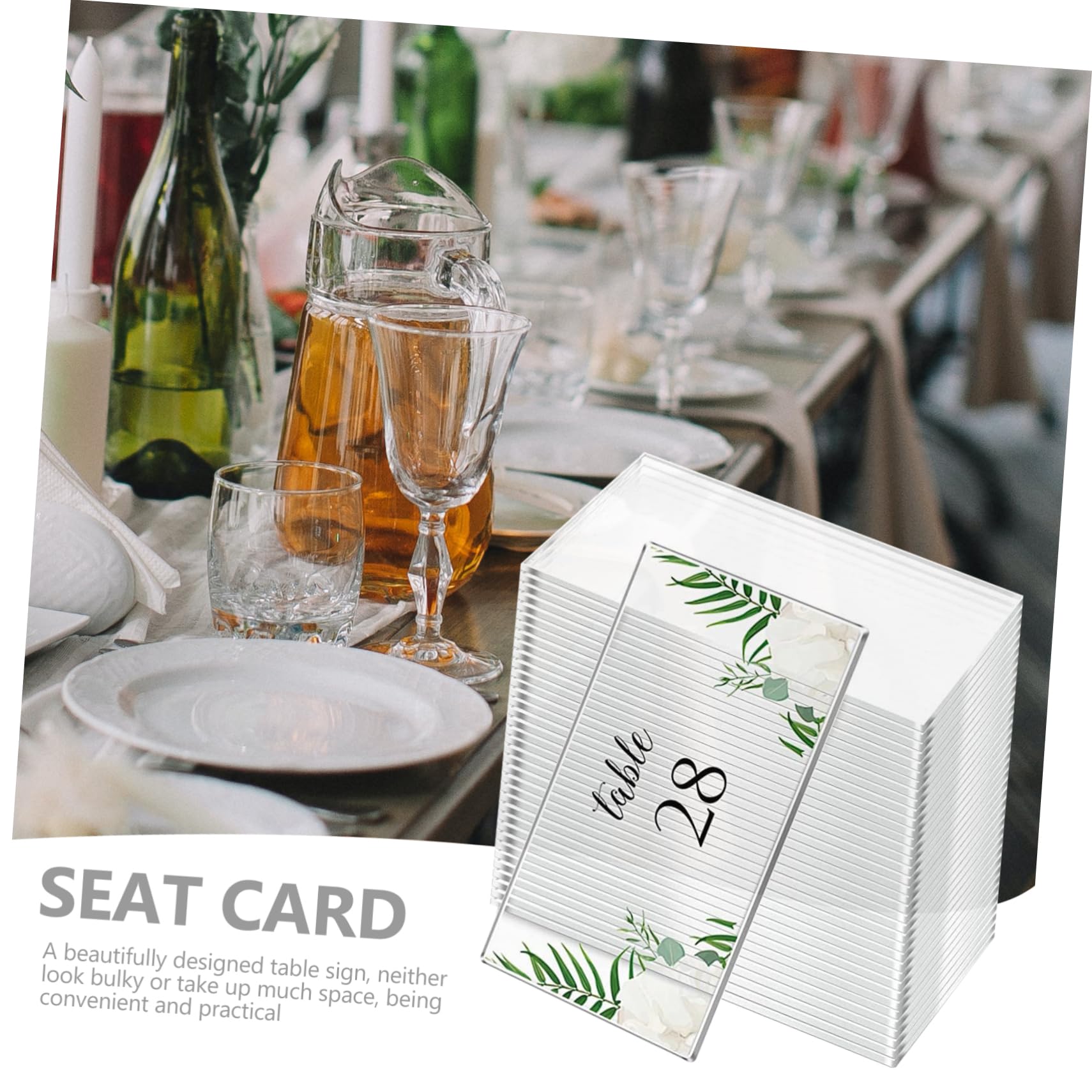 KOCKSHION 20pcs Clear Acrylic Tabletop Signs Reusable Name Cards for Weddings Events and Parties DIY Table Decoration for Reception Displays and Seat Assignments