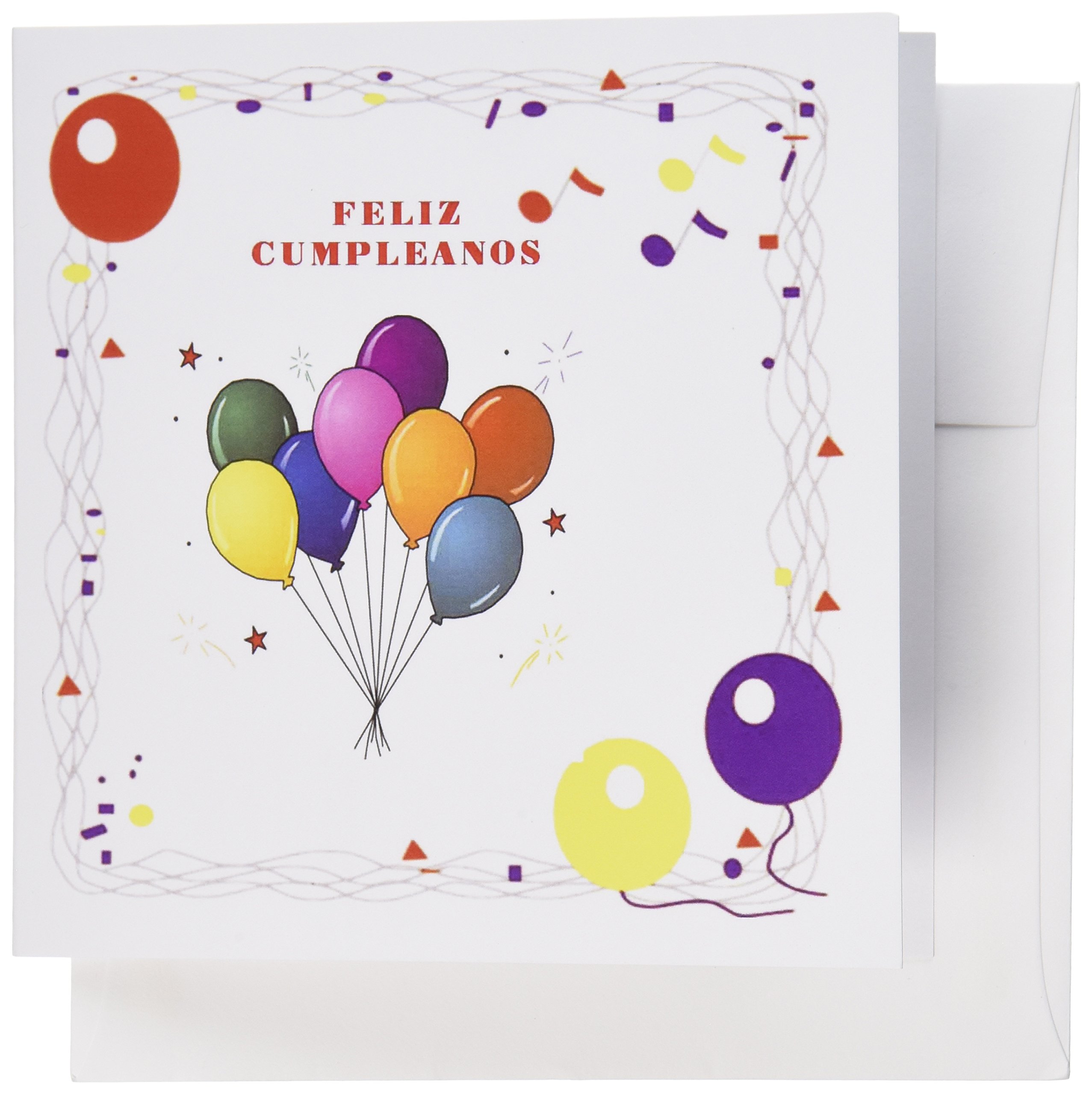 Geburtstagskarte Mit Luftballons – 15x23 Cm, Spanischer Text, Inkl. Umschlag, Elegante Grußkarte