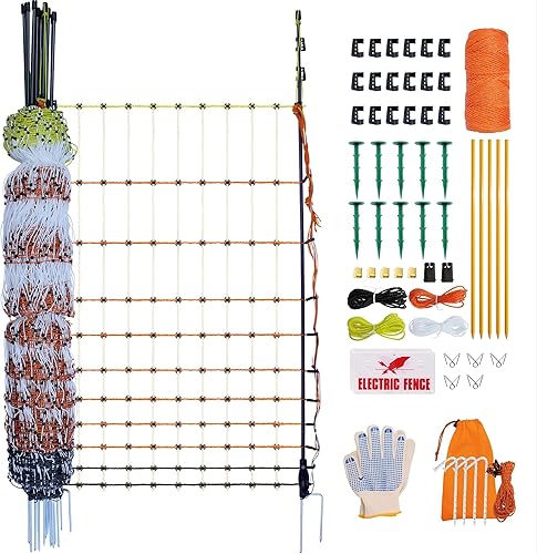 Miniatura 15 de Valla de red eléctrica para aves de corral, 41.3 pulgadas de alto (se puede elevar a 53.1 pulgadas de alto) x 98.5 pies de largo para pollo, oveja