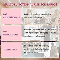 Vista 5 de Cabeza de maniquí con cabello humano para cosmetología - Cabeza de muñeca con 80% cabello humano para práctica de peinado, cabeza de práctica