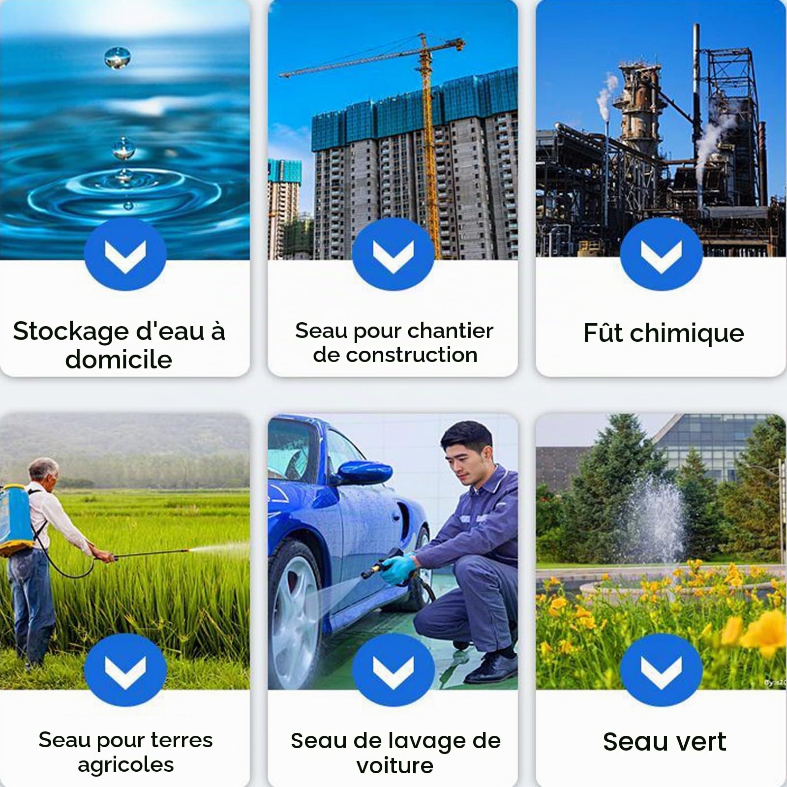 Jerrican Eau RéServoir de Stockage d'eau Stockage de Seaux de Bidon pour Le Camping Randonnée en Plein Air Urgence d'urgence Ouragan équipem (80/L)