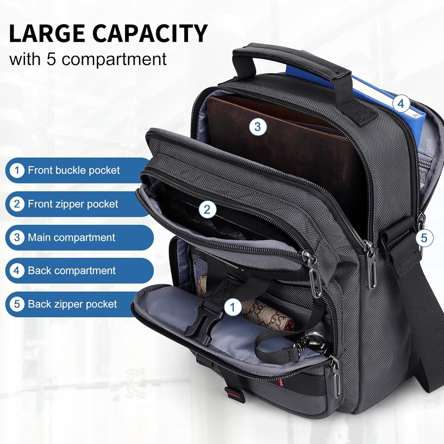 WITZMAN Crossbody Bag for Men Travel Small Shoulder Bags Lightweight Man Purse Messenger Bag for Casual Daliy Work Traveling - Image 3