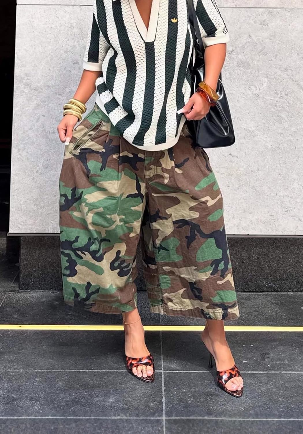 Tbahhir Baggy Cargo Jeans Camo Women Camouflage Jean Cropped Wide Leg Denim Pants Army Fatigue Trousers Dressy Casual - Image 7