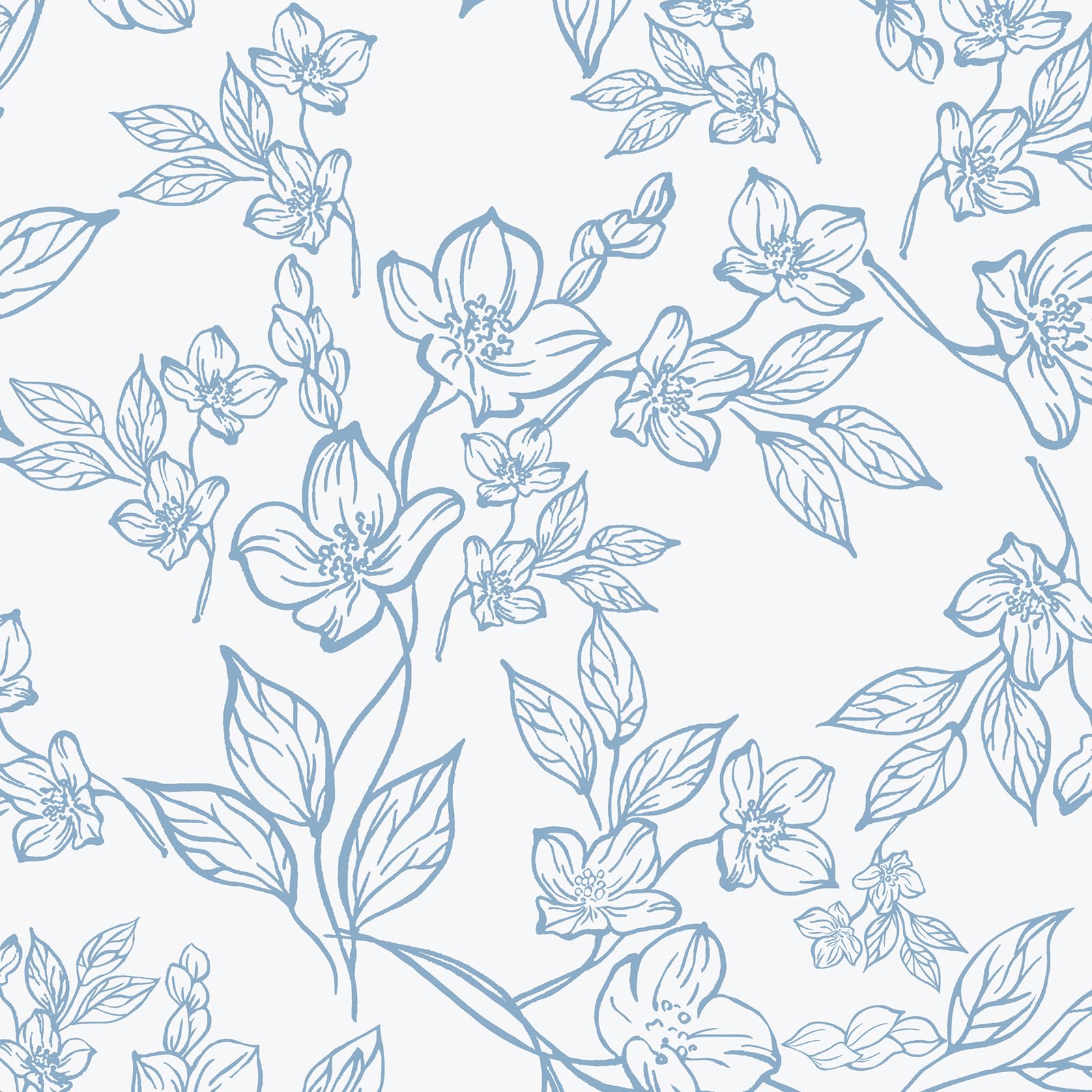 LiKiLiKi Peel and Stick Wallpaper Vintage Floral Contact Paper 44cm x 10m Sticky Back Wallpaper Waterproof and Removable Vinyl Wrap for Bathroom Living Room Self Adhesive Cabinet, Blue โ image 1