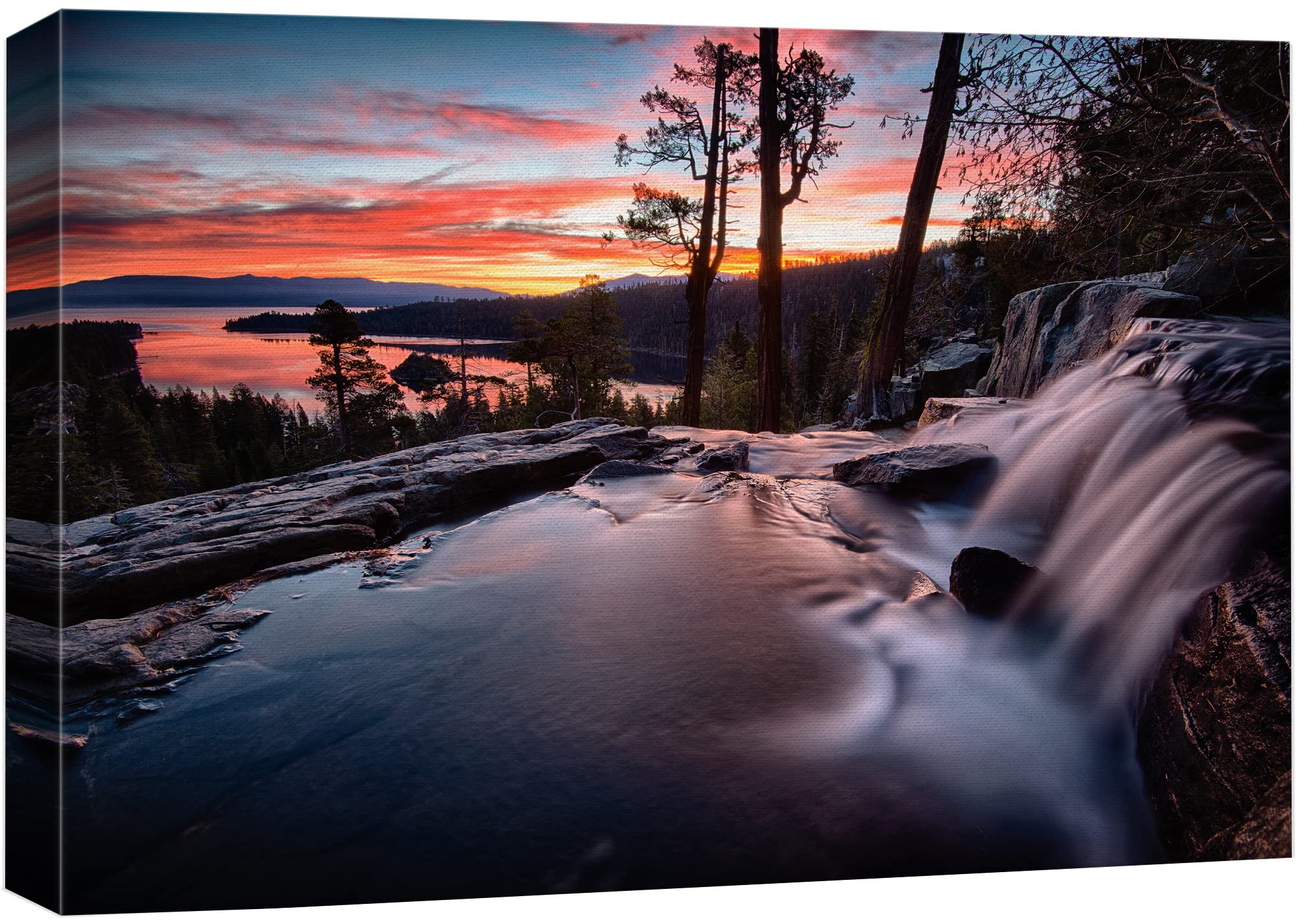 wall26 - Canvas Prints Wall Art - Water Falling into a Lake, Lake Tahoe | Modern Wall Decor/Home Decoration Stretched Gallery Canvas Wrap Giclee Print. Ready to Hang - 16" x 24"