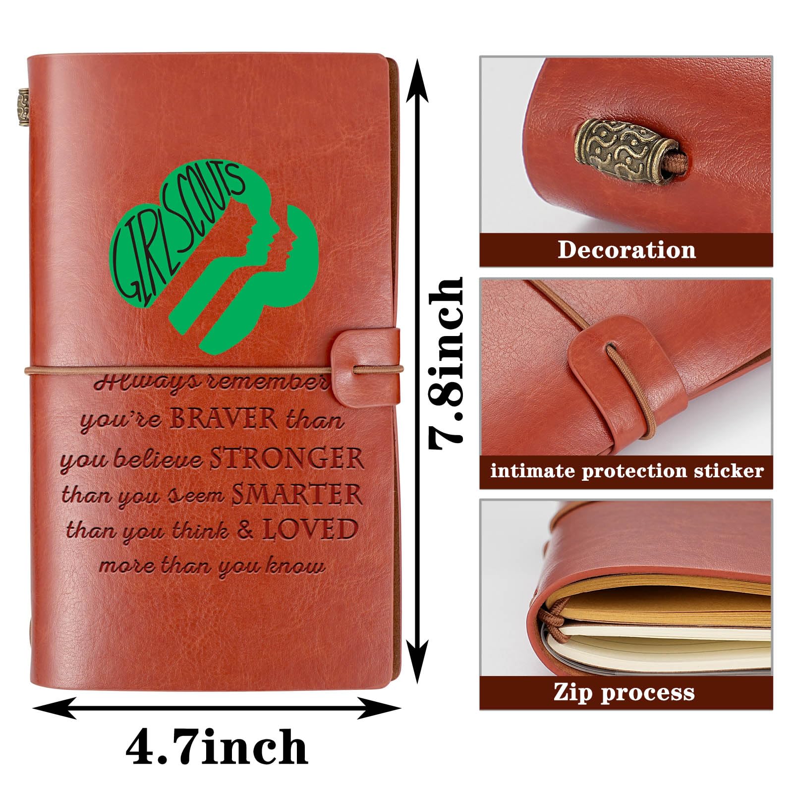 WHLBHG Scout Travel Journal Leader Gift Scout Life A6 Refillable Travel Writing Journals Diary Notebook (Always Girl ScoutA6)