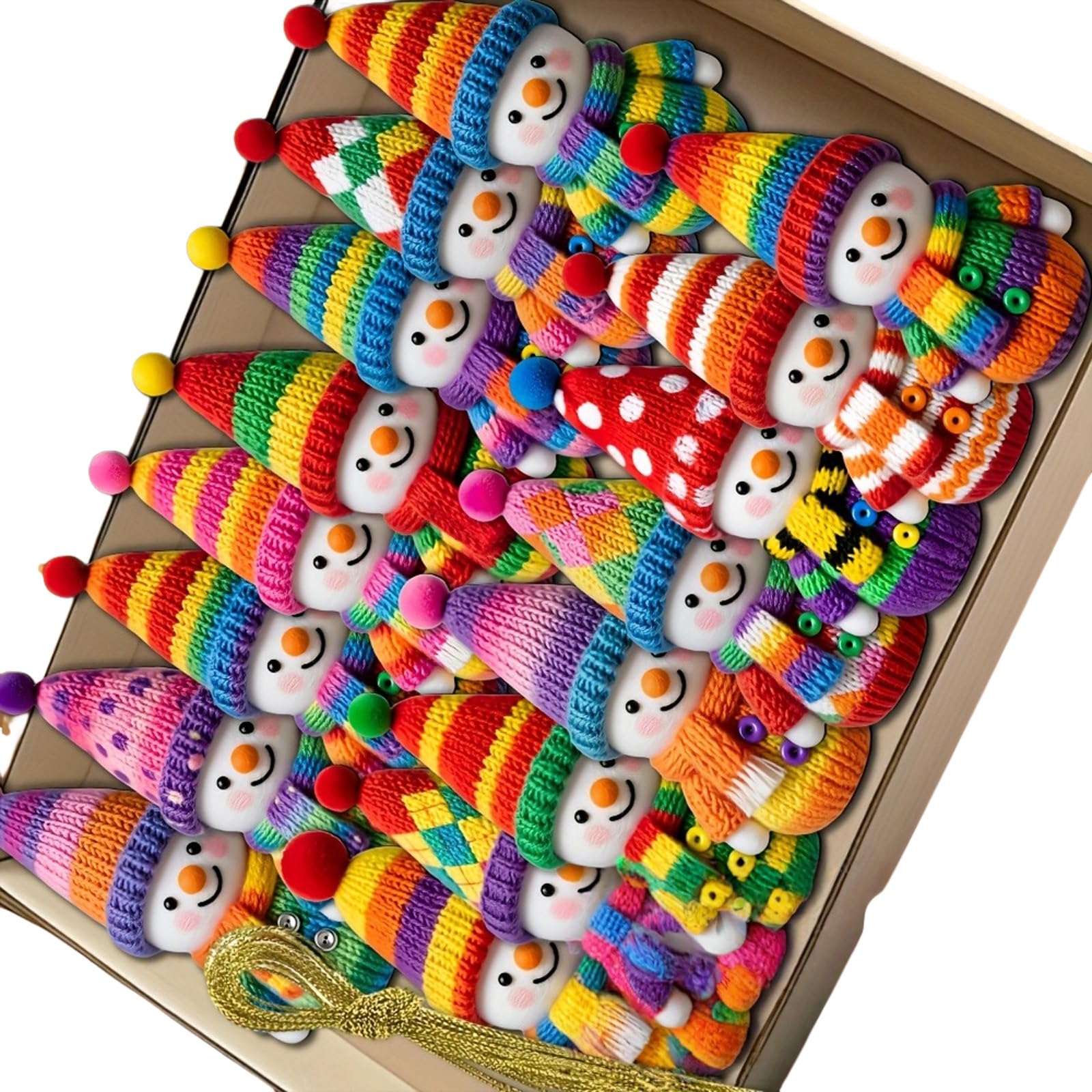 CRFFZ 16 / 32Pcs Colorful Knit Snowman Ornament Wood Snowman Figure Christmas Tree Decoration for Mantels Festival Celebration Festival Hanging Ornament