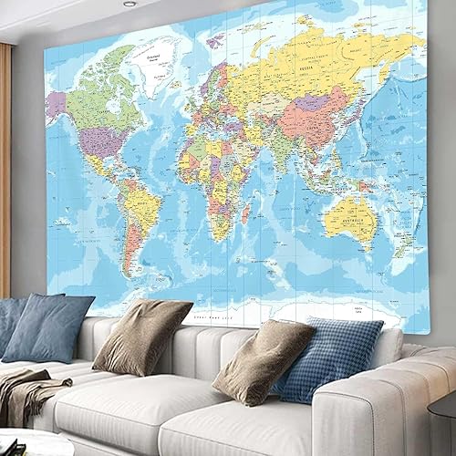 Miniatura 3 de ICTEISOM Tapiz de mapa del mundo para colgar en la pared, mapa del mundo con tapices educativos nacionales, decoración de habitación, póster de mapa