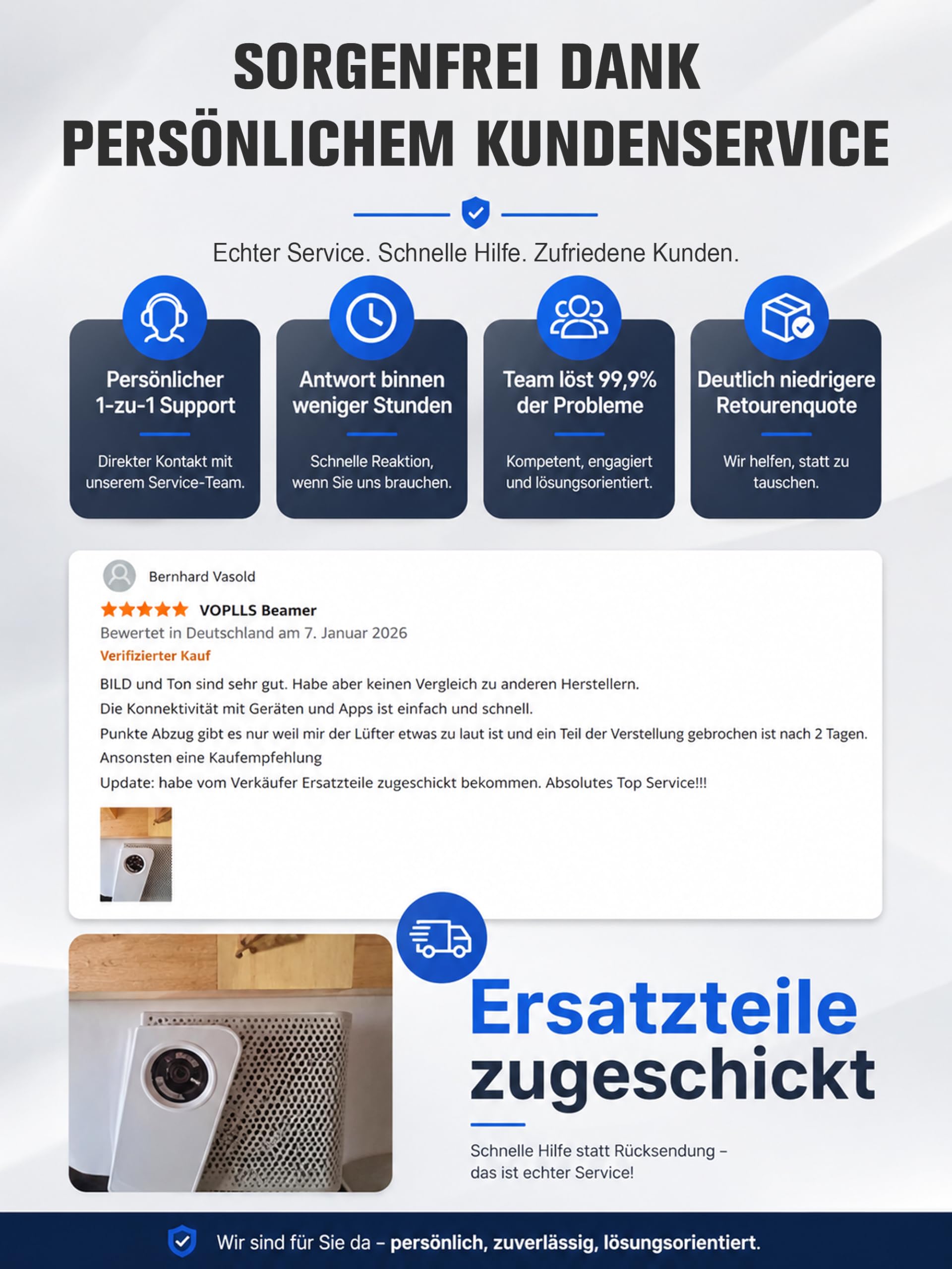 VOPLLS Beamer 4K Heimkino 1200ANSI Autofokus Trapezkorrektur WiFi6 Bluetooth Dolby Audio HDR10+ Projektor