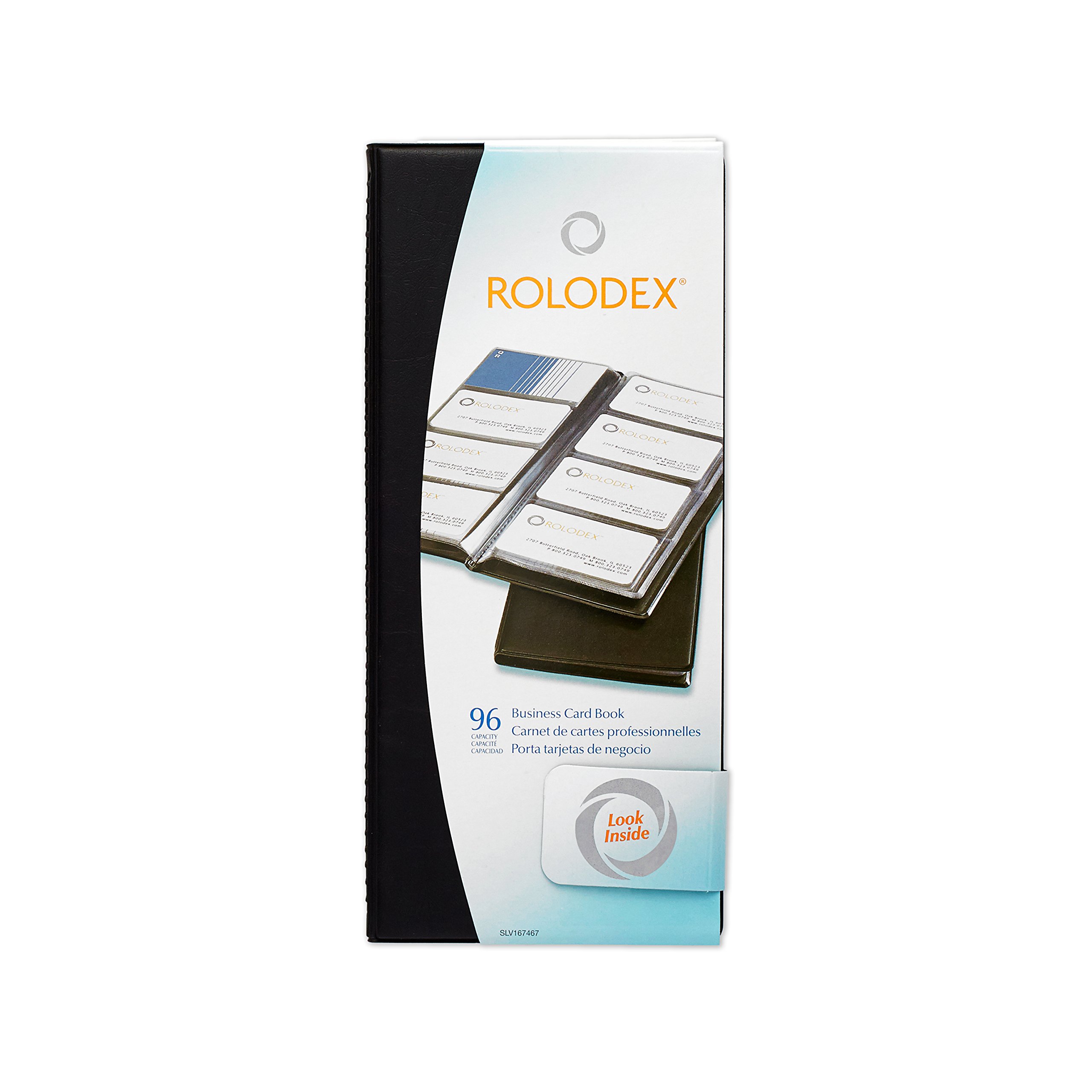 Amazon.com : Rolodex Vinyl Business Card Book with A-Z Tabs, Holds 96 Cards  of 2.25 x 4 Inches, Black (67467) : Transparent Business Card Protectors :  Office Products