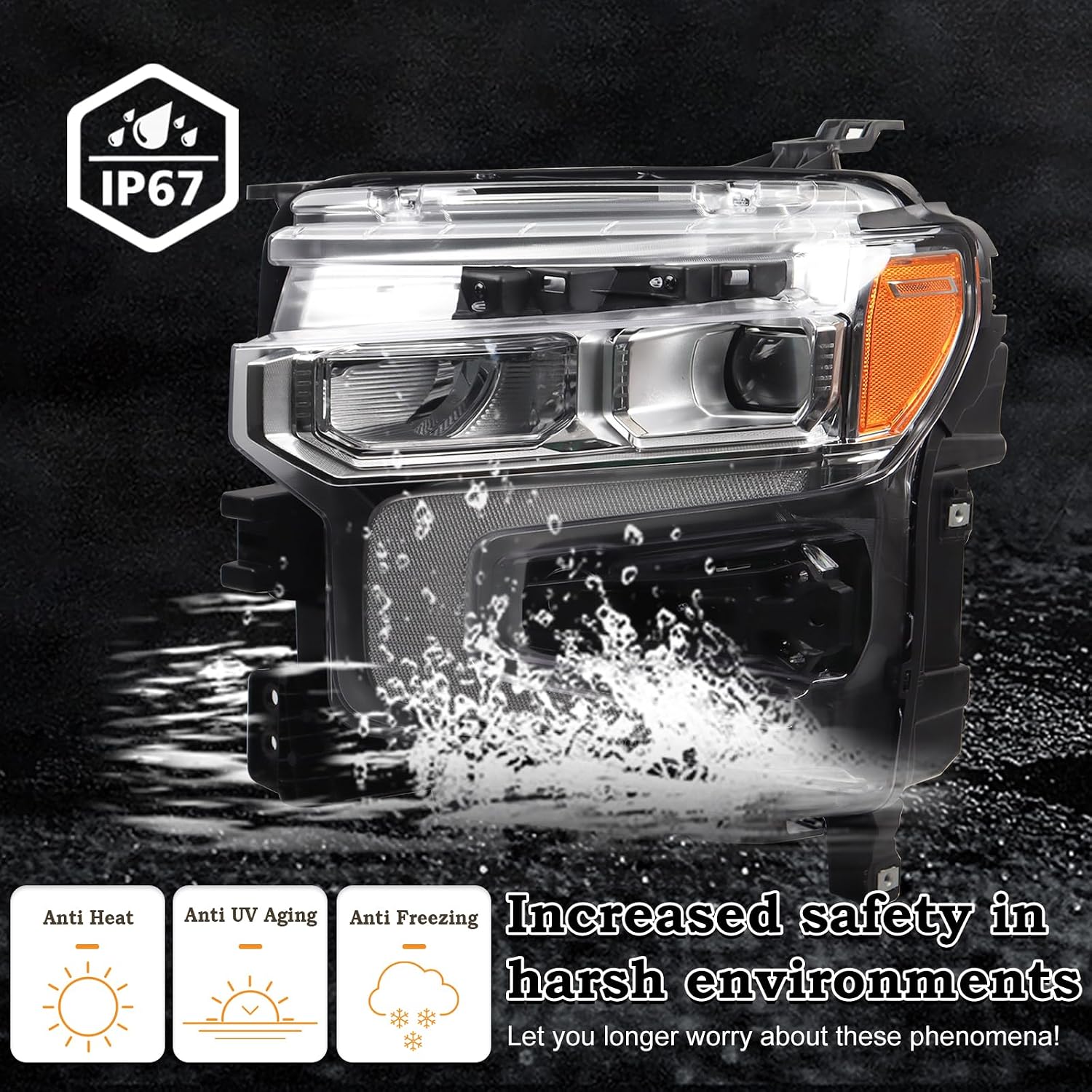 LH Chrome LED DRL Headlight Fit for 2022 2023 2024 Chevy Silverado 1500 LTZ/High Country/RST Model Head Lamp W/Redline Edition Left Driver Side 87828577