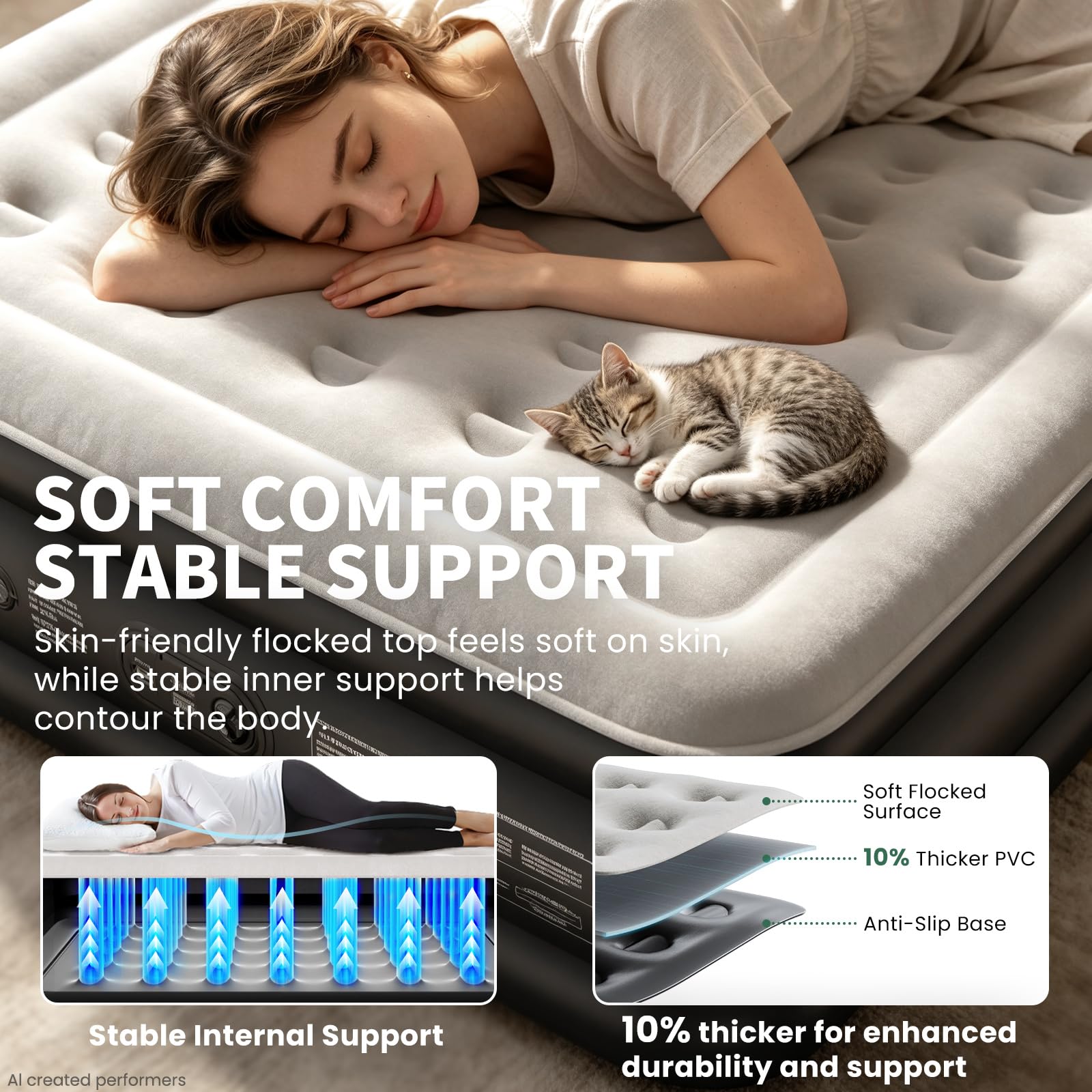 OhGeni Queen Air Mattress - Built-in Pump & 18" Raised Bed -2