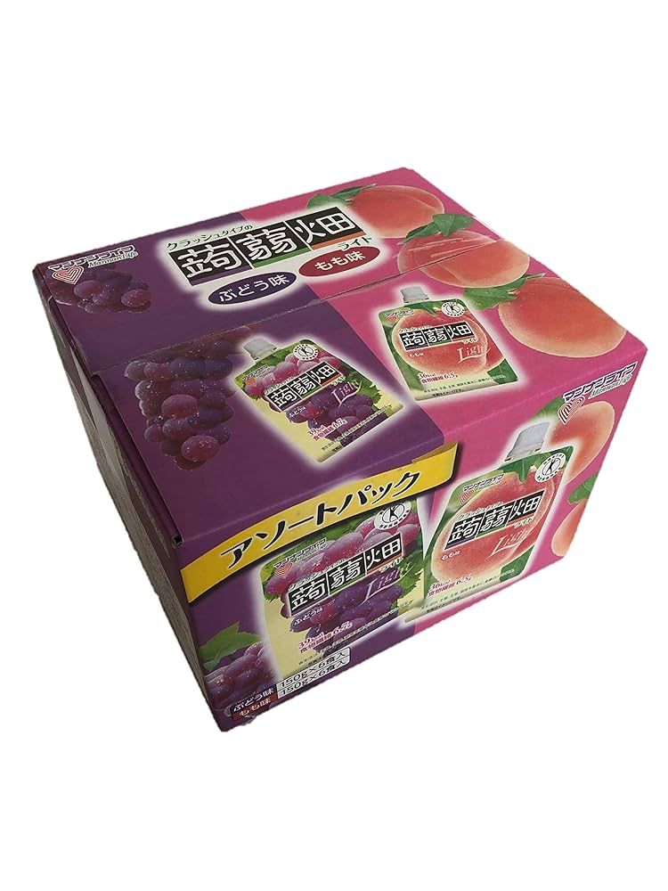 【まとめ売り8ケース】蒟蒻畑　マンナンライフ　ぶどう味&もも味 Amazon.co.jp: マンナンライフ 蒟蒻畑 ぶどう味 25g×10個×12袋