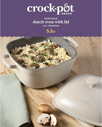 Vista 49 de Crock Pot Artisan - Horno holandés redondo de hierro fundido esmaltado de 5 cuartos de galón, color rosa rubor