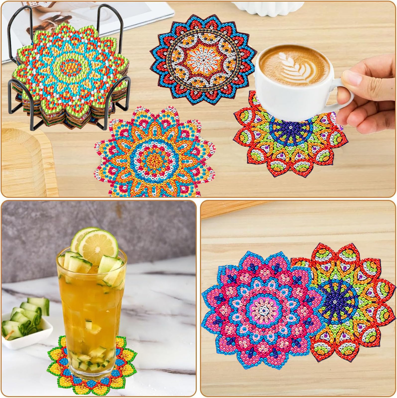 ANATTASOUL 9 Pièces Dessous De Verre Peinture,Mandala-Muster