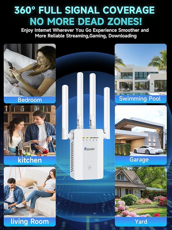 2026 New WiFi Extender 15715sq.ft Long Range WiFi Repeater Wireless Routers Signal Amplifier, Mesh WiFi 15X Faster Access Point with Ethernet Port by FLBI - Image 7