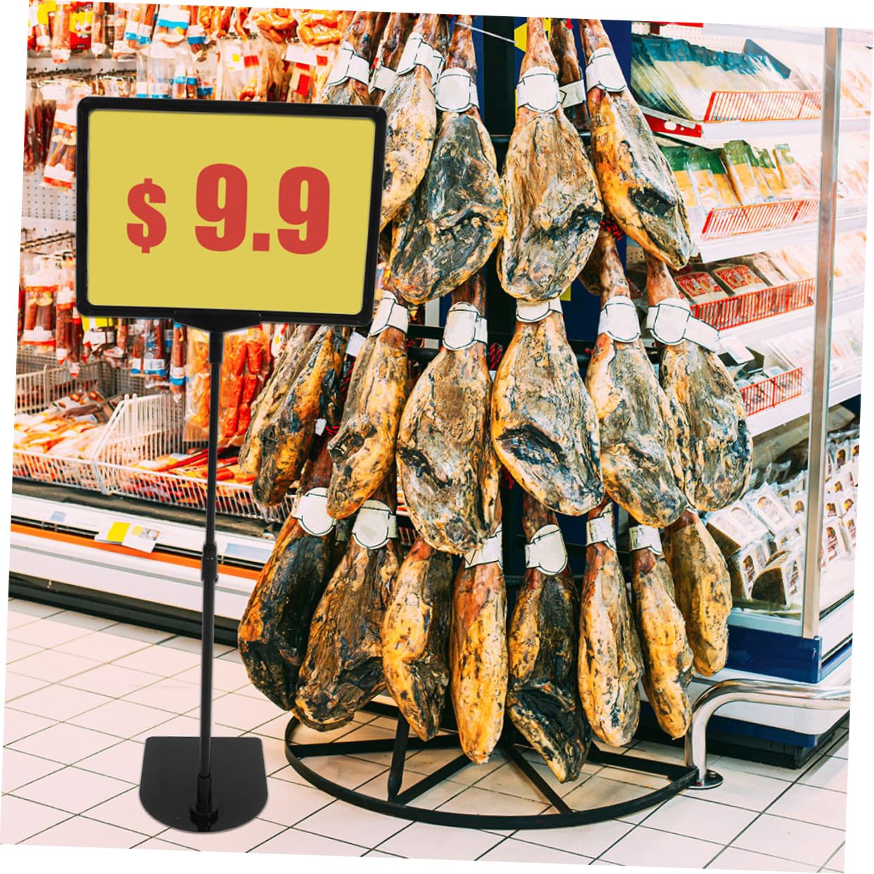 Supporto per Etichette dei Prezzi A4 Nero Set da 2, Porta Cartellini da Pavimento Resistente per Supermercati e Negozi, Espositori Promozionali Versatili e Facili da Installare