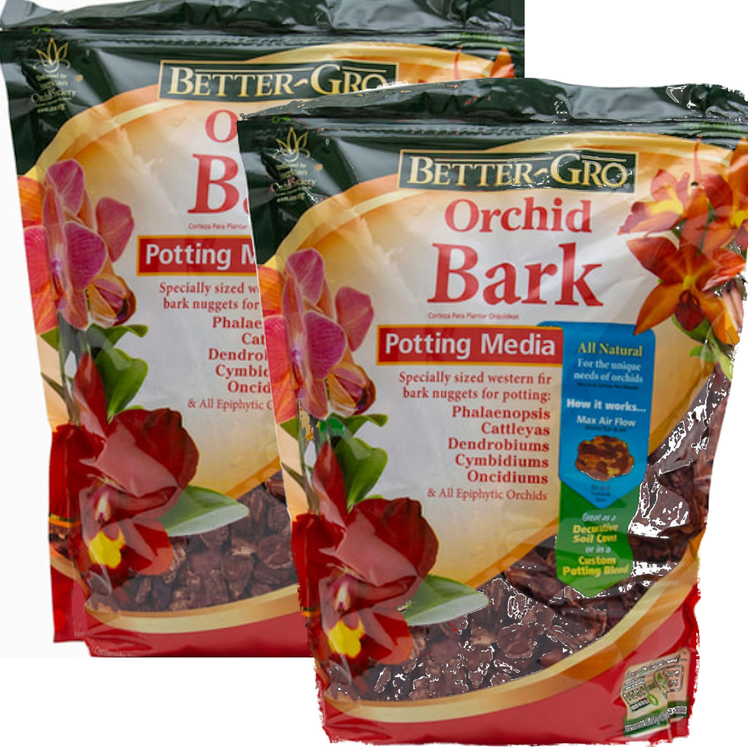 Sun Bulb Better-Gro Orchid Bark, 8 Quarts X 2 Bags, brown