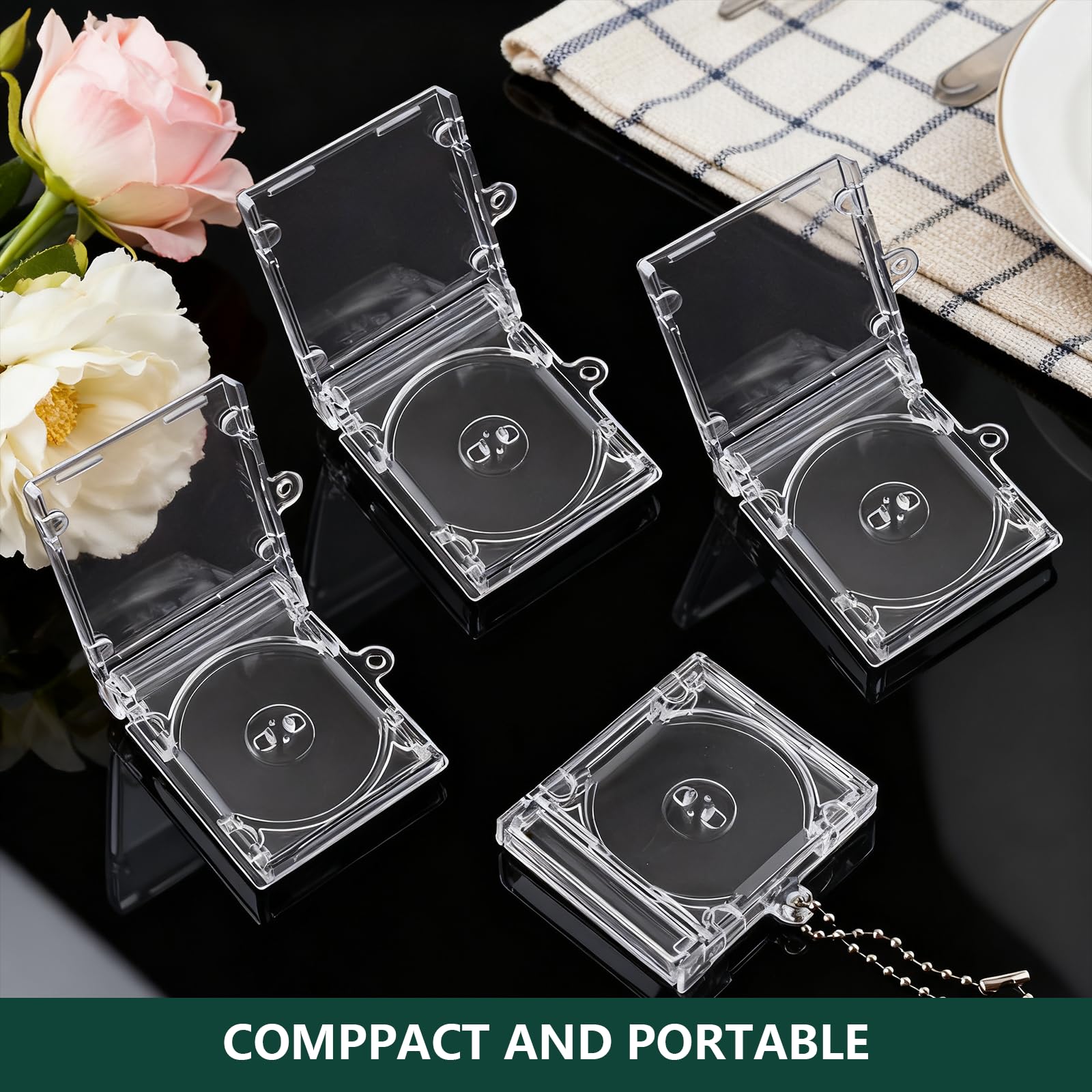 Watson デュエマ　Mini CD Key Ring KoMvzyl 20 Pcs Mini Cd Keychain Album Cases Plastic Cd Cases Clear