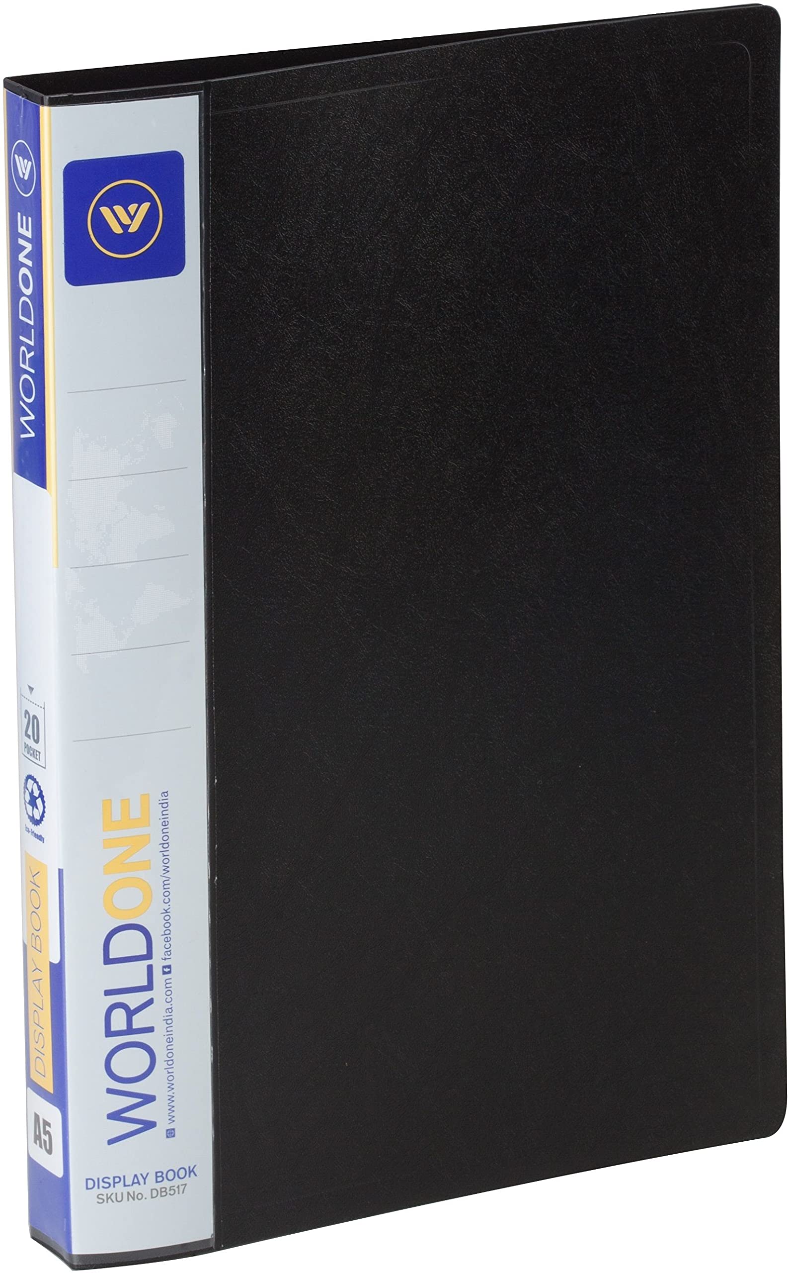 Worldone A5 Size Display Book File Folder (Small Size) with 20 Pockets | Ideal for Small Documents | Not for Certificates | Black | Set of 3-image-42