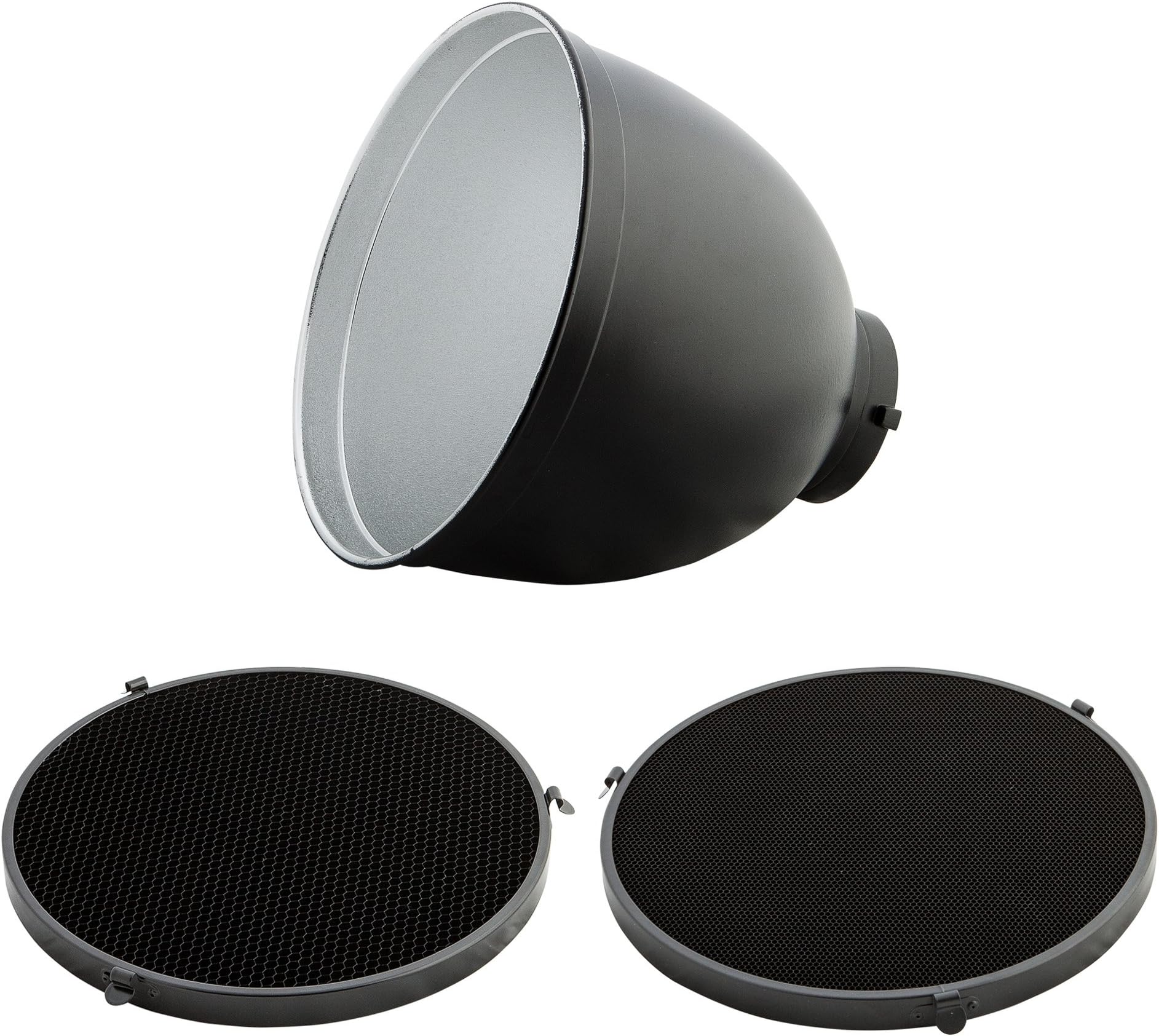 PhotoSEL FRH65BH High Performance Reflector with 2 Honeycomb Grid Set - 65 Degrees, 25.5cm Diameter, S Type Mount For PhotoSEL / Bowens Studio Flash
