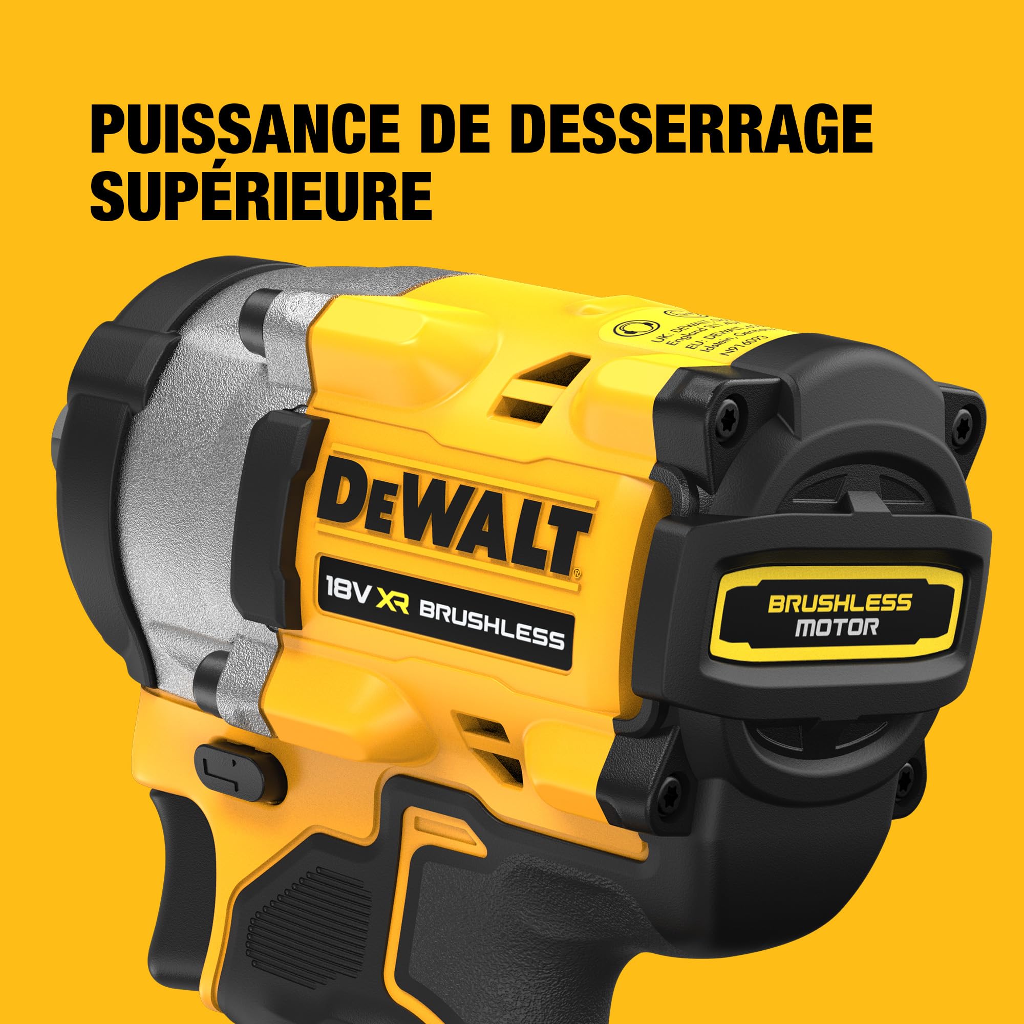 DEWALT Clé à chocs compacte 18V XR Brushless 1/2" avec enclume à goupille de retenue, machine nue, DCF922N-XJ