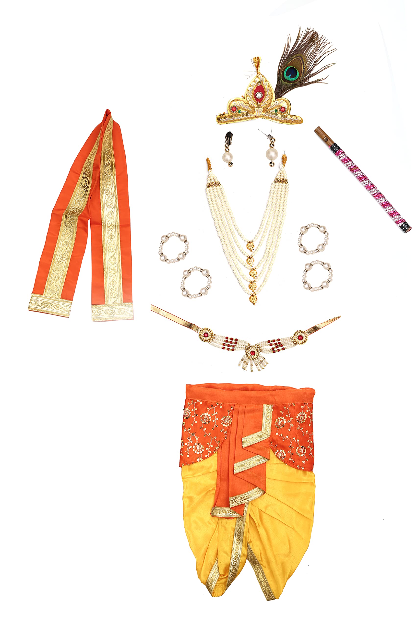 Raj Costumes Little Baby Krishna krishan ji kanha dress for Kids Boys Girls Janmashtami Set of 11 items