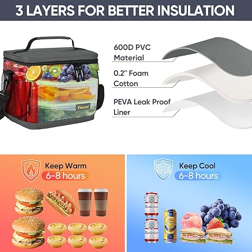 Miniatura 3 de BALEINE Lonchera grande para 22 latas, bolsa de almuerzo aislada para hombres, bolsa enfriadora grande a prueba de fugas con correa de hombro