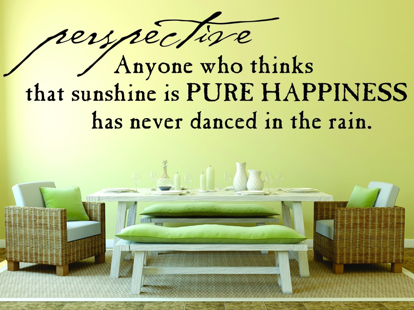 Design with Vinyl RAD 796 1 Perspective Anyone Who Thinks That Sunshine Is Pure Happiness Has Never Danced In The Rain Inspirational Motivational Life Quote Wall Decal 12 x 18" RAD 796 1 1