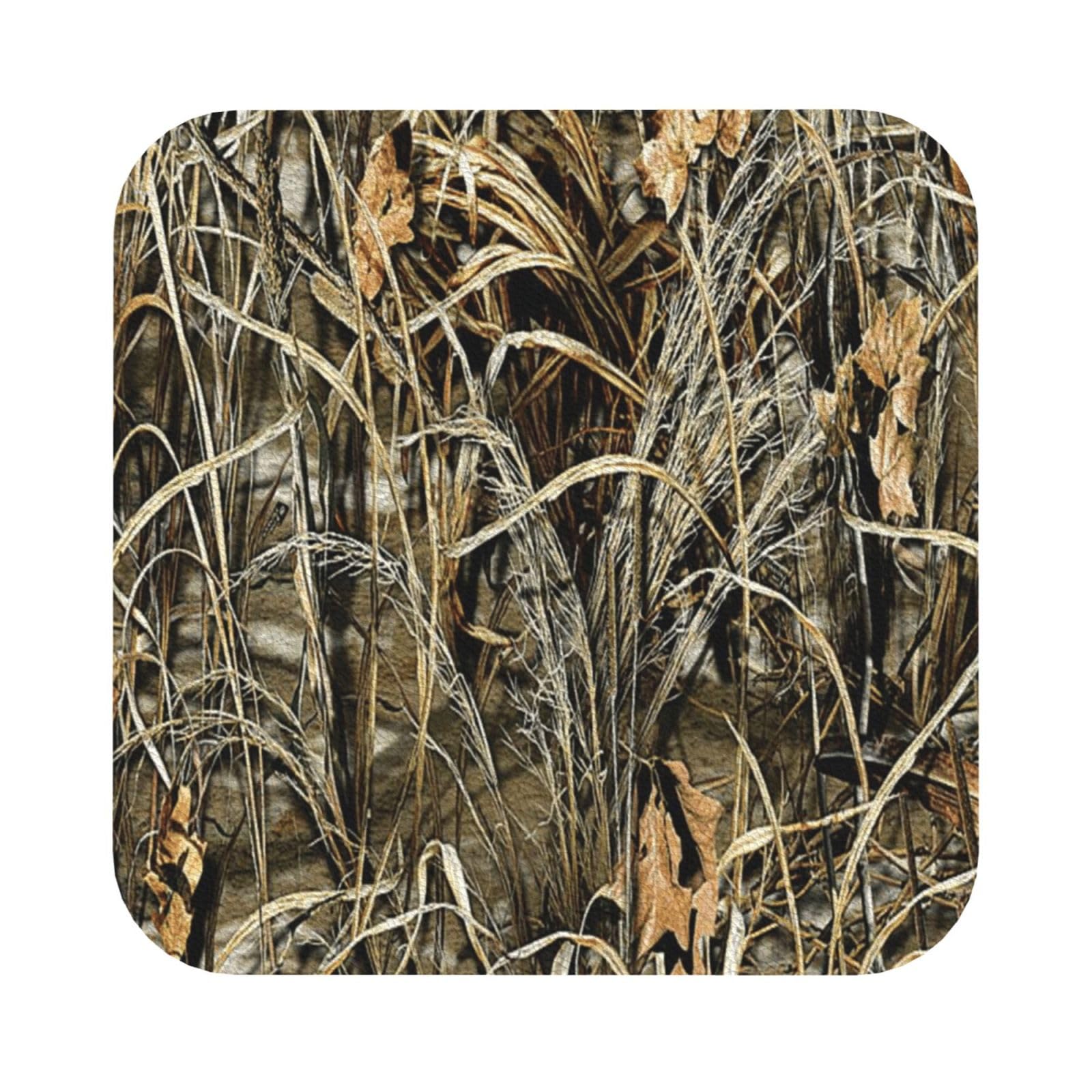 Camo Yellow & green PU Leather Coasters Set of 6 Square Drink Coasters
