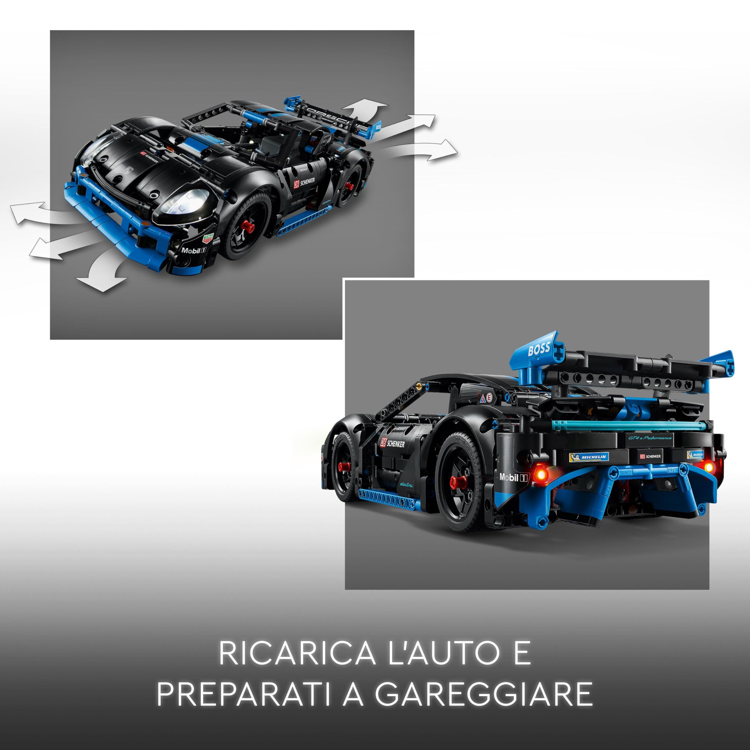 LEGO Technic Auto da Corsa Porsche GT4 e-Performance, Macchina Giocattolo Telecomandata per Bambini da 10 Anni, Modellino di Auto da Costruire Interattivo, Regalo per i Fan dei Veicoli Supercar 42176