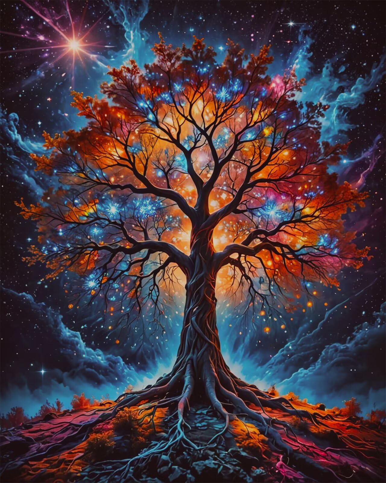 Puzzle 5000 sztuk drzewo życia gwiaździste niebo, puzzle niemożliwe, łamigłówki, łamigłówki, gry logiczne dla całej rodziny, puzzle dla dorosłych 5000 sztuk 156 x 105 cm